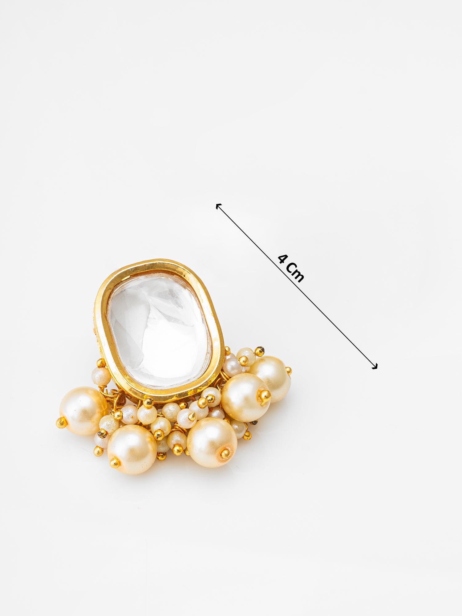 Classic Kundan Pearl Cluster Stud Earrings – View 3 | Aadita Jewelry