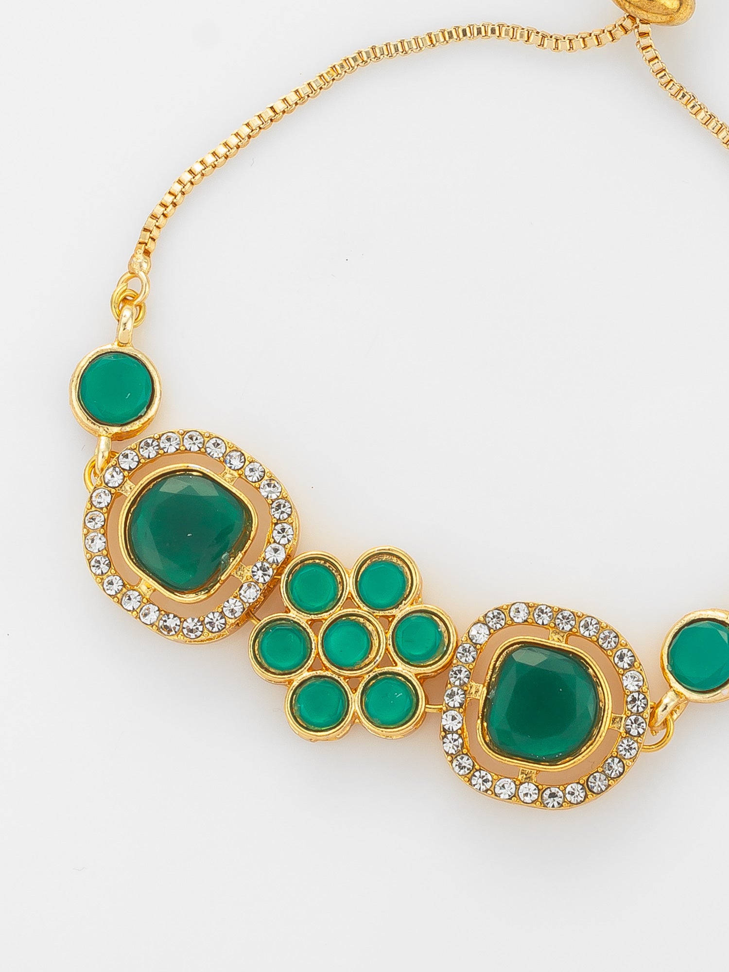 Emerald Green Floral Adjustable Bracelet – View 3 | Aadita Jewelry