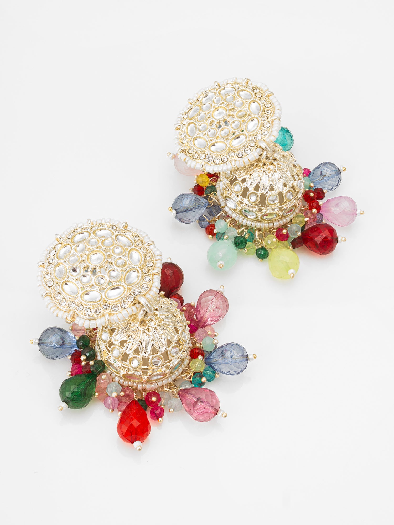 Multicolor Kundan Jhumka Earrings | Aadita Jewelry