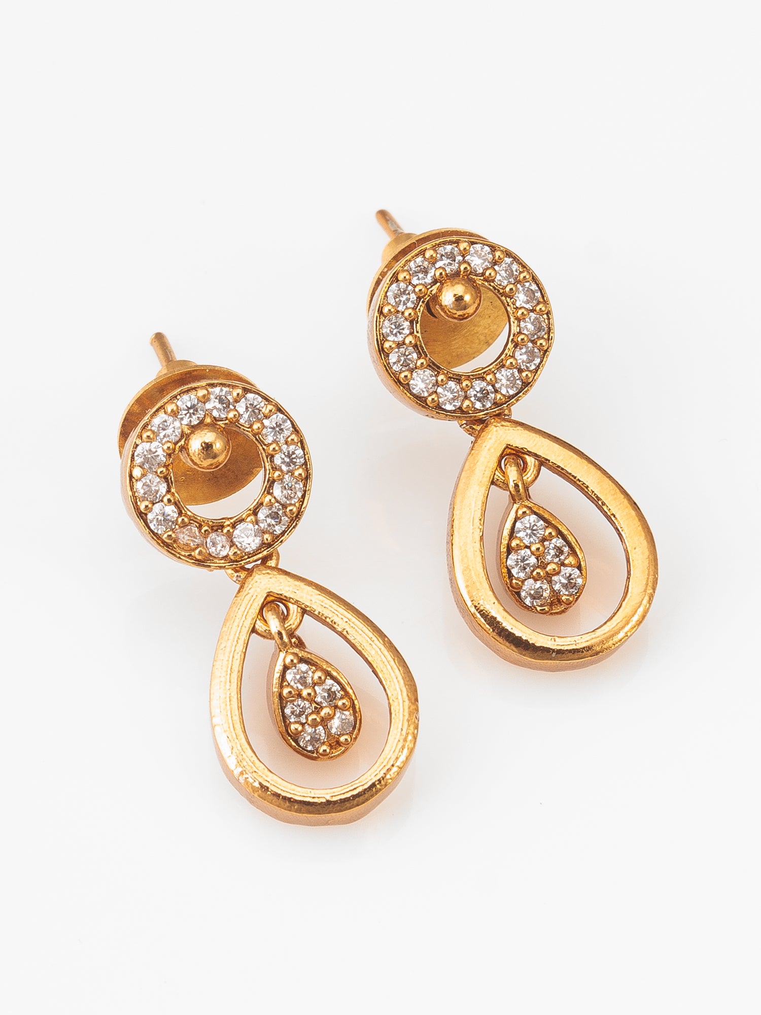 Gold-Plated AD Stone endant Necklace Set with Drop Earrings – View 2 | Aadita Jewelry