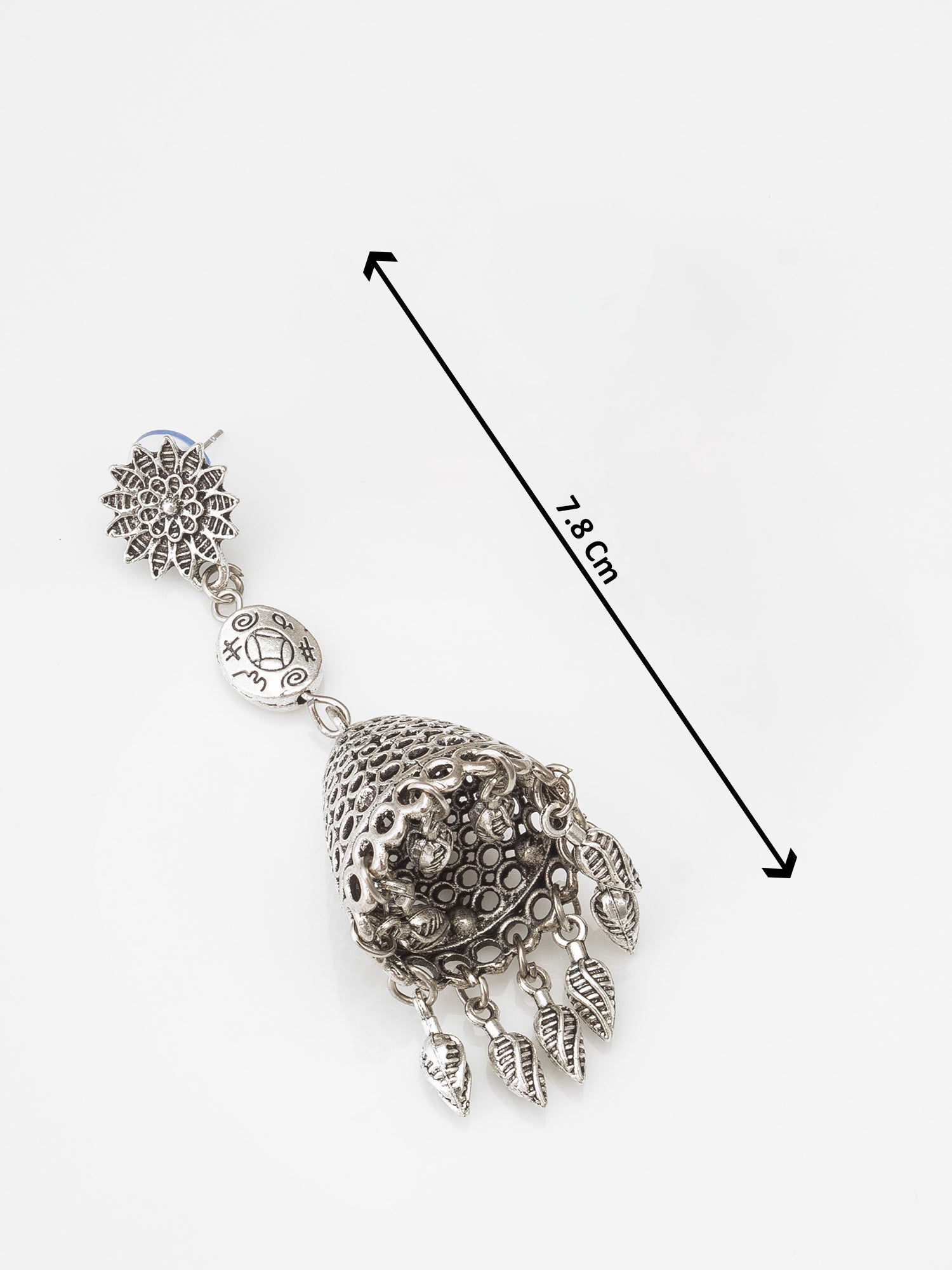 Oxidized Silver Jhumka Earrings – View 3 | Aadita Jewelry