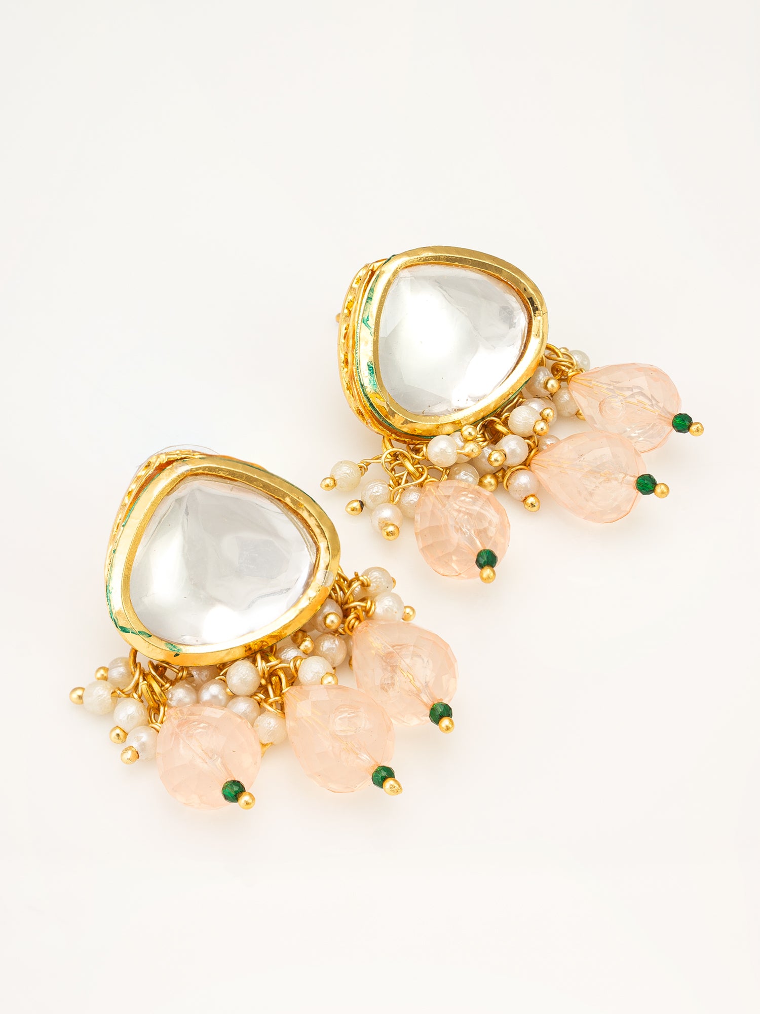 Earrings with Peach Drops | Aadita Jewelry