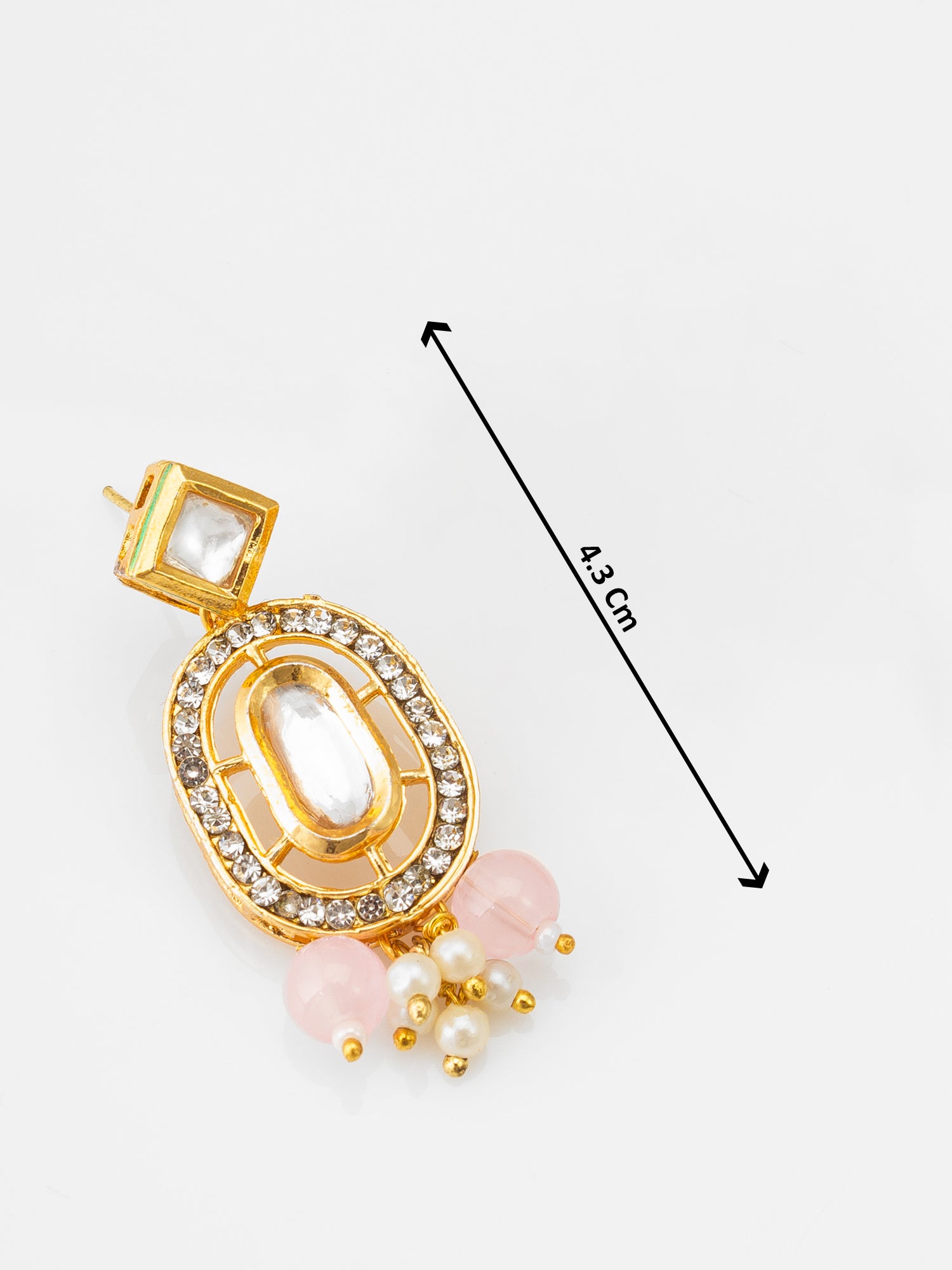 Pink Beaded Kundan Choker Necklace Set with Earrings – View 5 | Aadita Jewelry