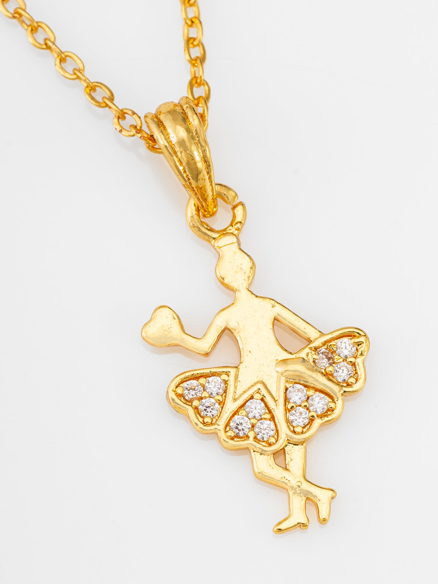Gold-Tone Pendant Necklace with Heart Stone – View 2 | Aadita Jewelry