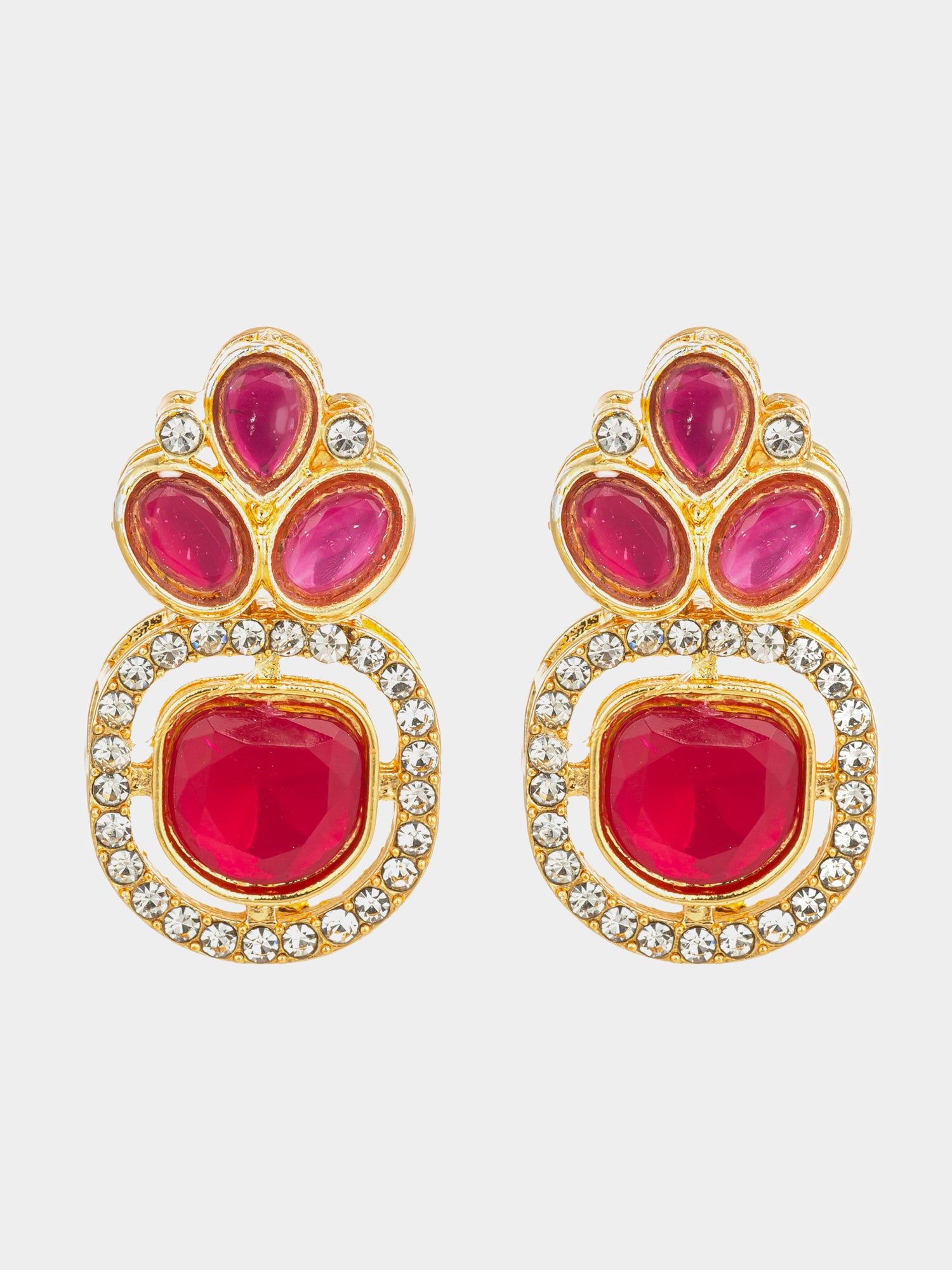 Pink Kundan Gold Plated Traditional Earrings | Aadita Jewelry