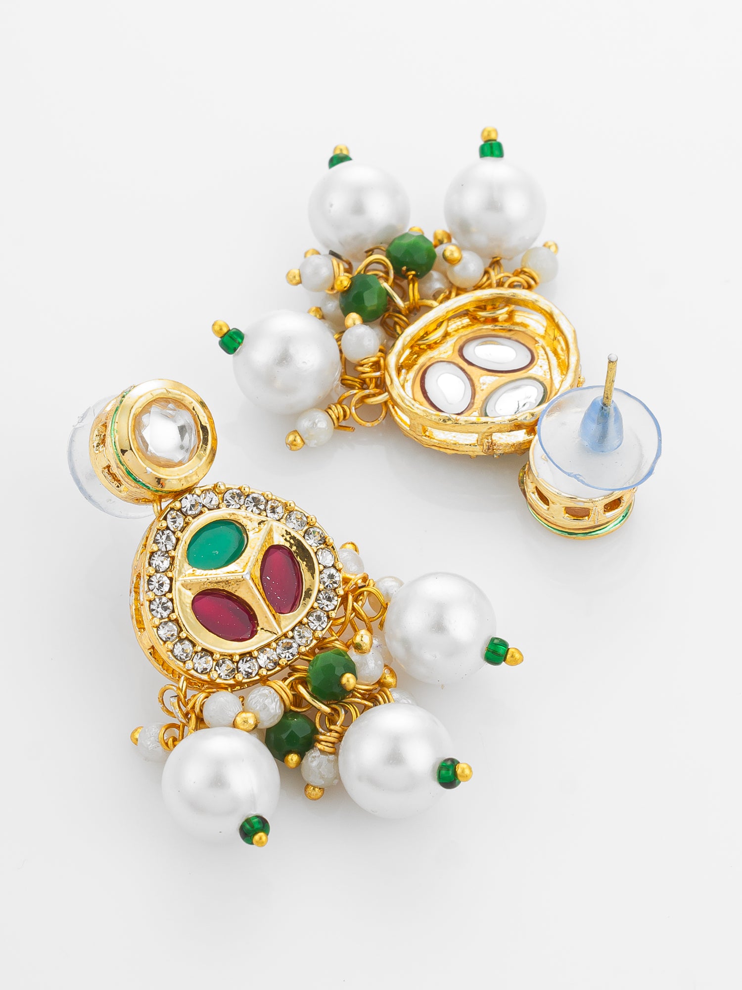 Traditional Kundan Gold Plated Choker Necklace Set with Pearls – View 3 | Aadita Jewelry