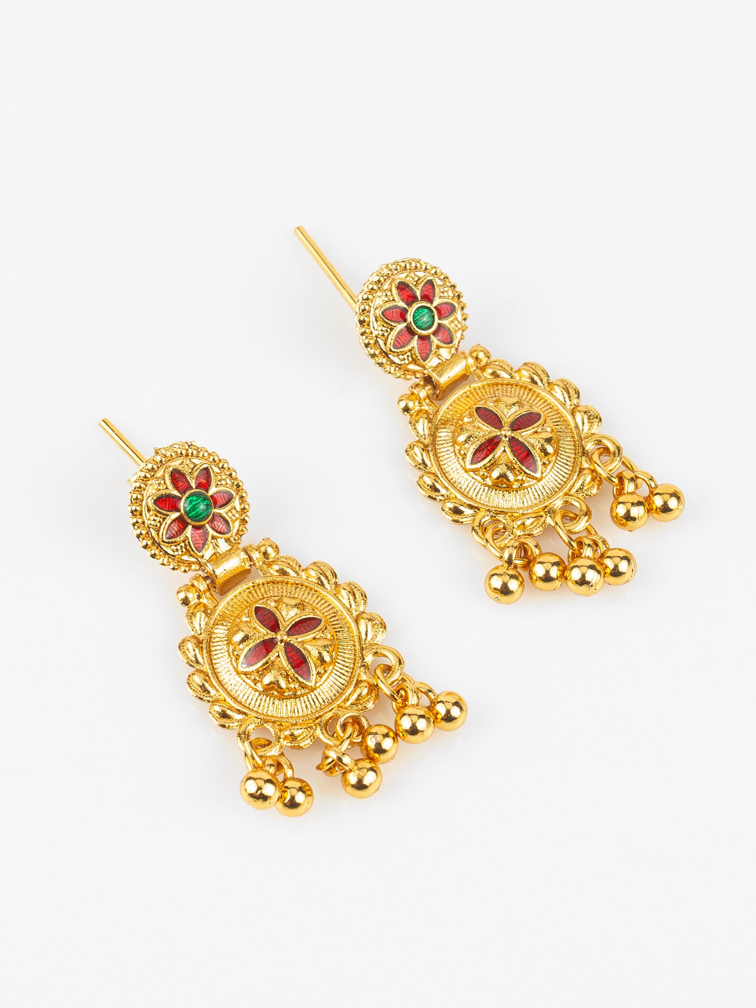 Gold-Plated Temple Necklace Set for Women | Bridal Peacock Jewellery | Traditional Design – View 2 | Aadita Jewelry
