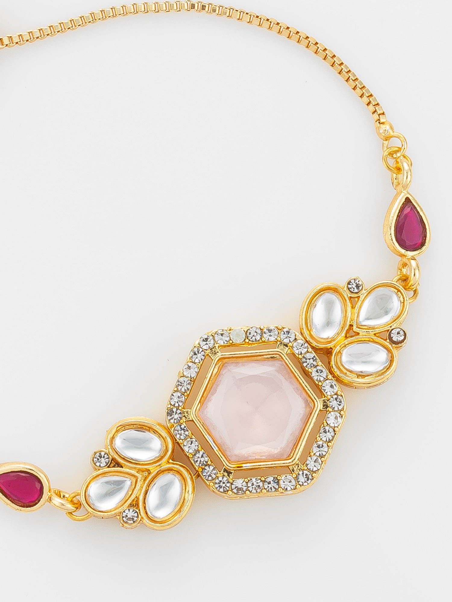 Geometric Rose Stone and Kundan Bracelet – View 3 | Aadita Jewelry