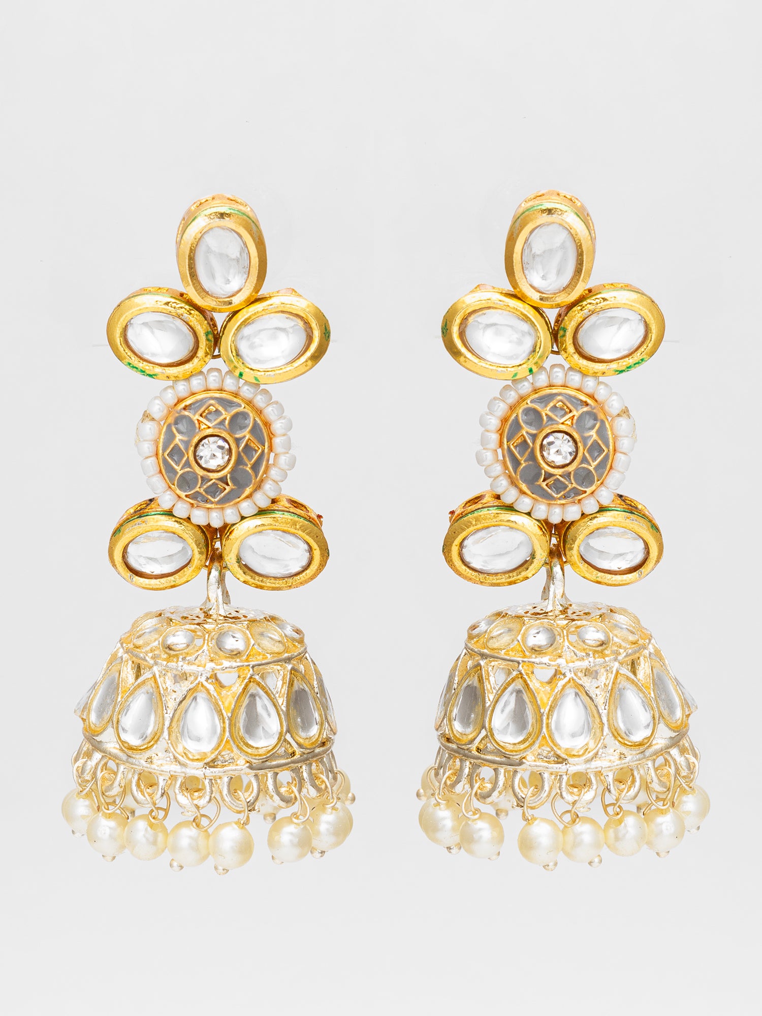 Traditional Kundan Pearl Jhumka Earrings | Aadita Jewelry