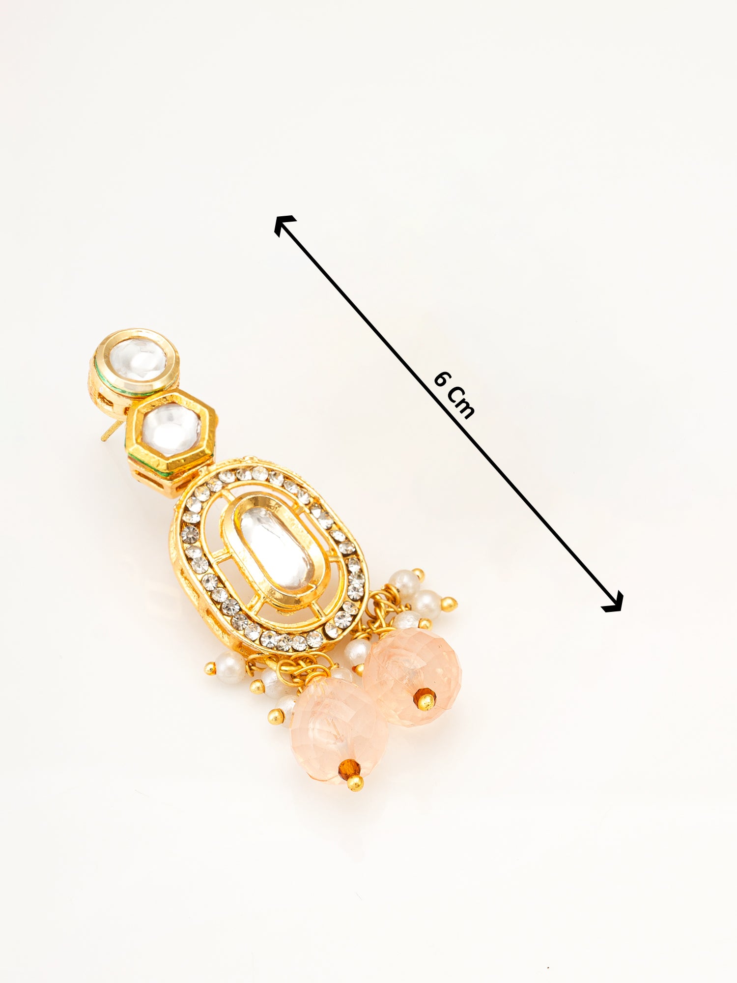 Gold Plated Peach Drop Earrings – View 3 | Aadita Jewelry
