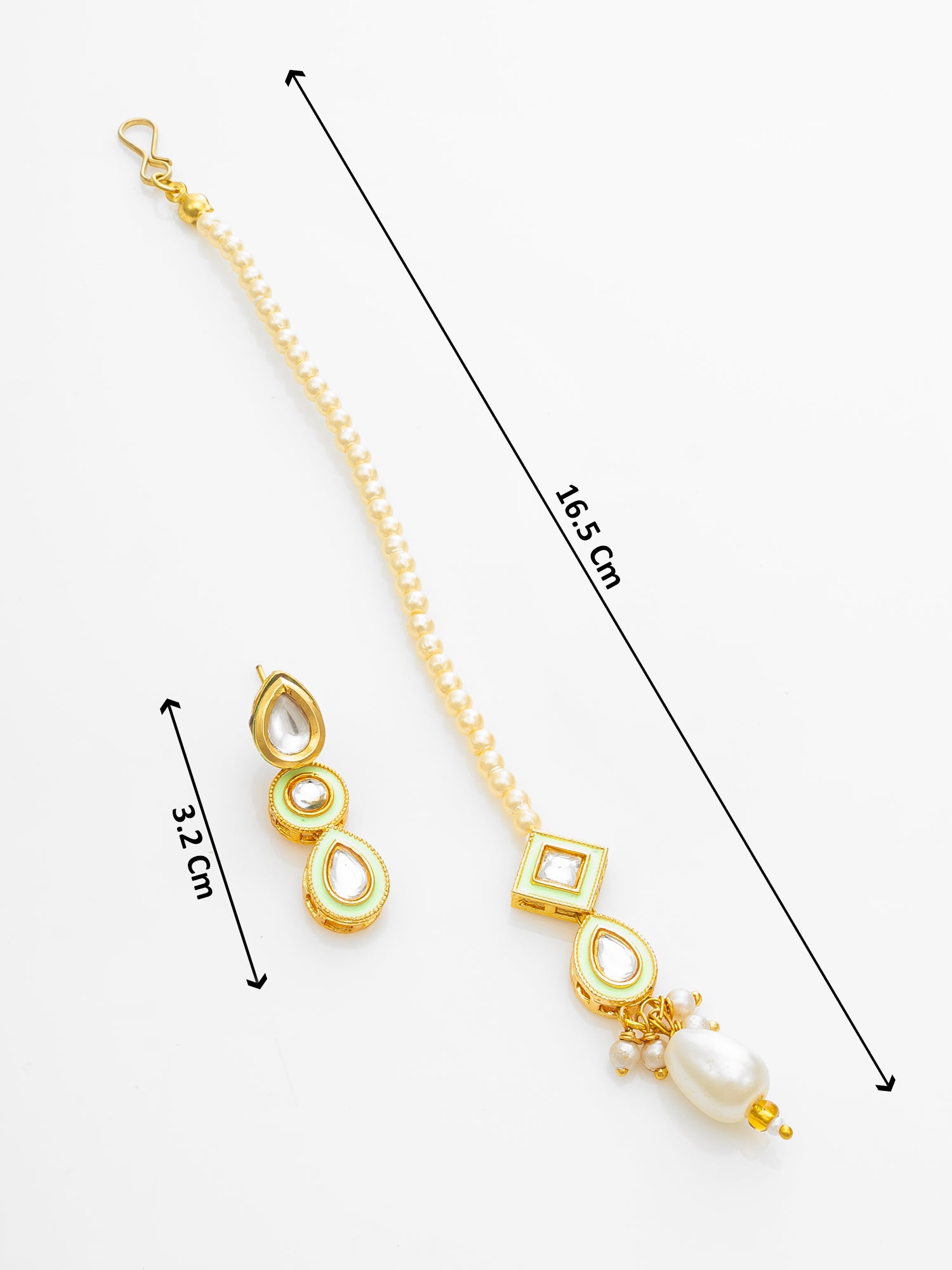 Pearl Choker Kundan Necklace Set with Maang Tikka for Women – View 4 | Aadita Jewelry
