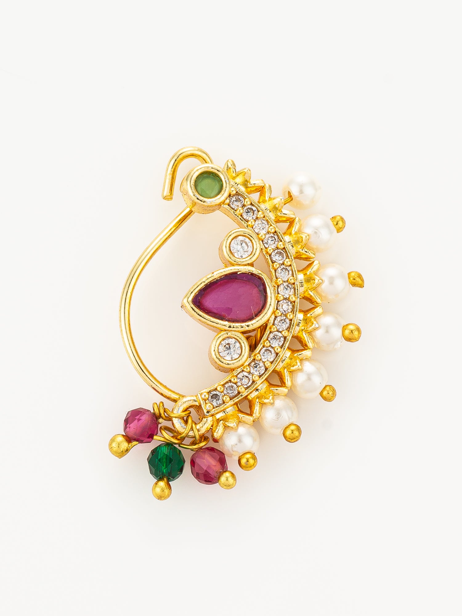 Traditional Pearl and Stone Studded Nath | Aadita Jewelry