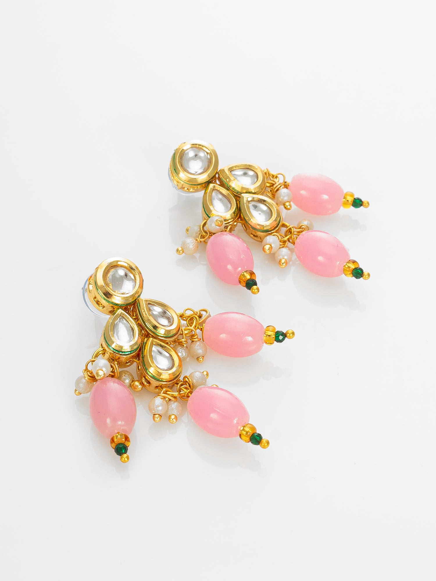 Gold Plated Kundan & Beads Designer Pink Necklace Set for Women – View 2 | Aadita Jewelry