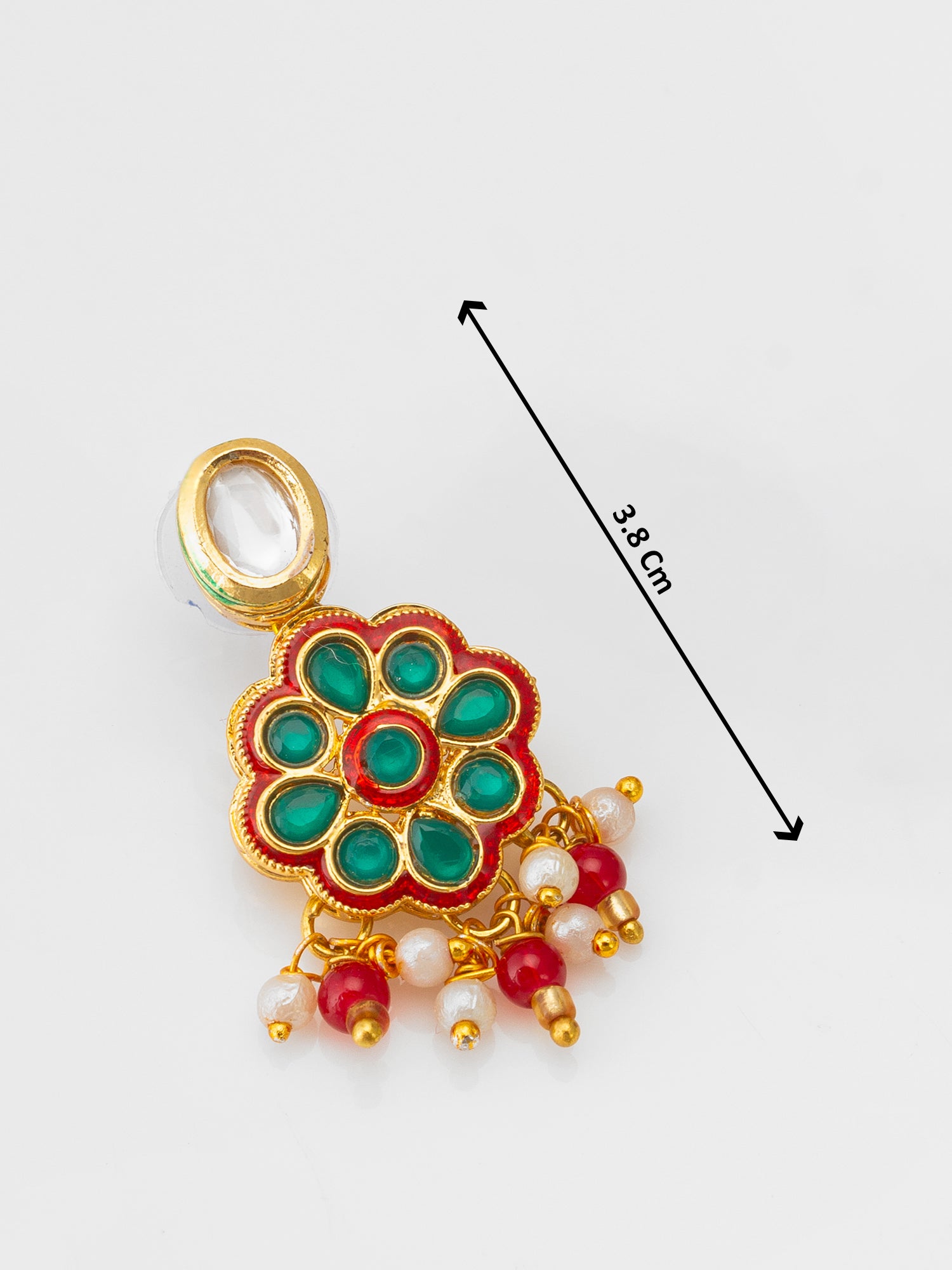 Ruby Red Bead Choker with Floral Kundan Motif Set – View 5 | Aadita Jewelry