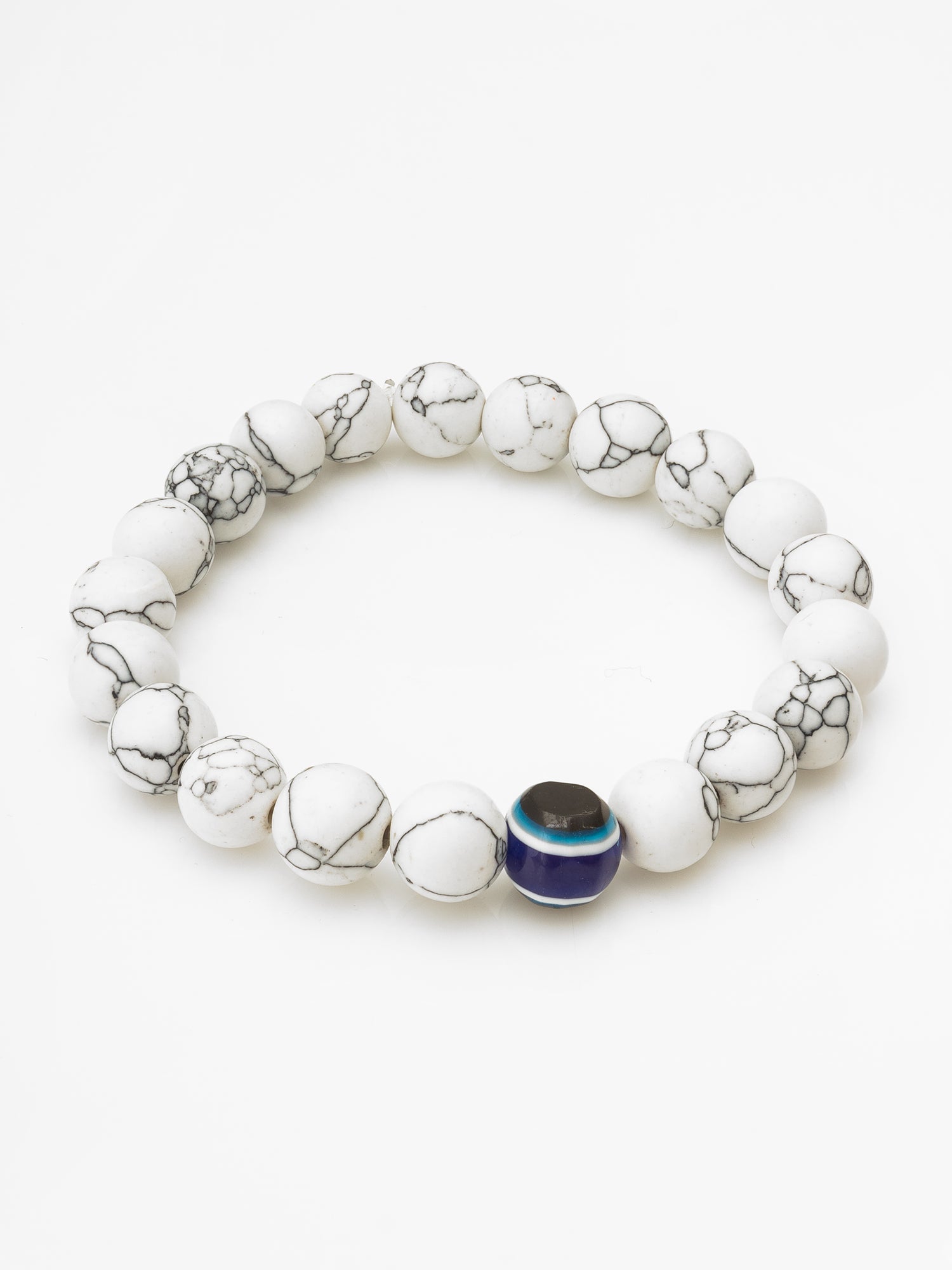 White Marble Beaded Evil Eye Bracelet | Aadita Jewelry