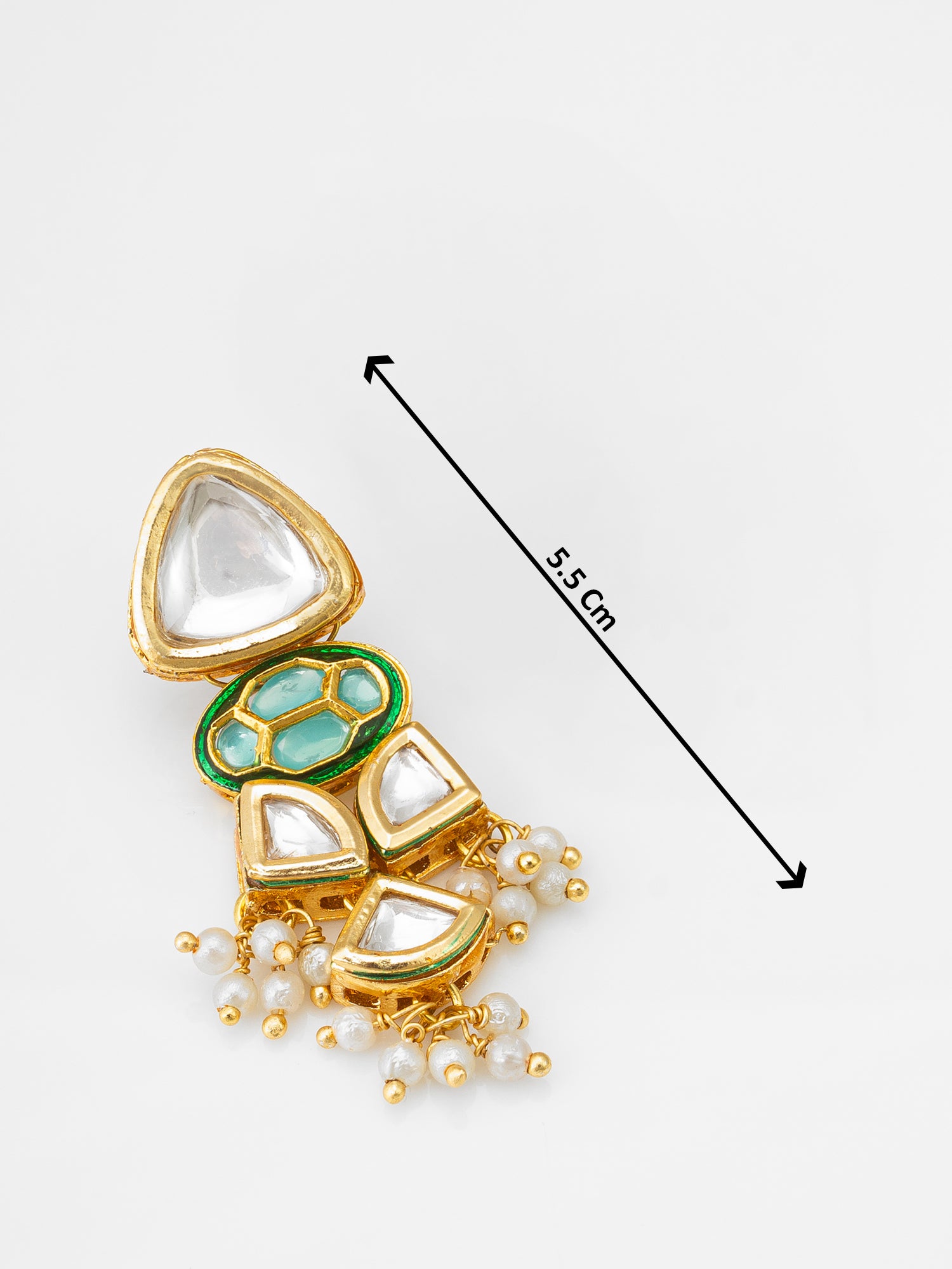 Gold-Toned Kundan Earrings with Meenakari and Pearl Drops – View 3 | Aadita Jewelry