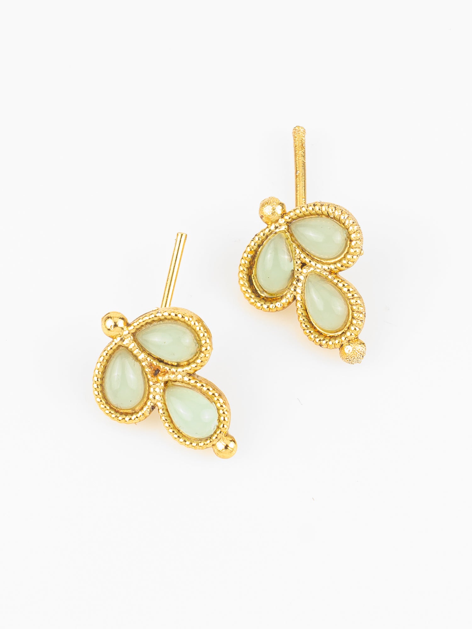 Gold Plated Mint Teardrop Beads Traditional Necklace Set for Women – View 2 | Aadita Jewelry