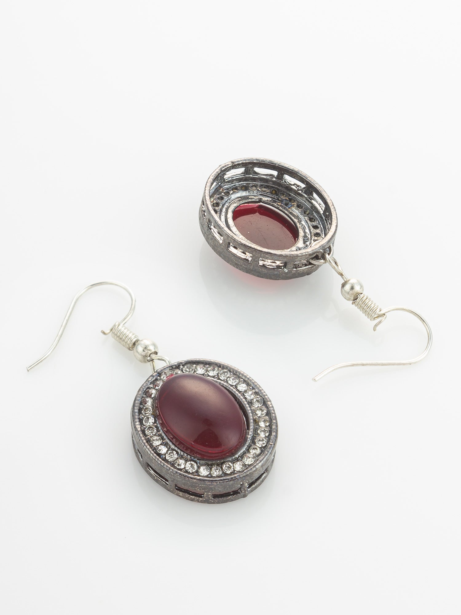 Silver Plated Pearl Choker Set with Maroon Stone – View 3 | Aadita Jewelry