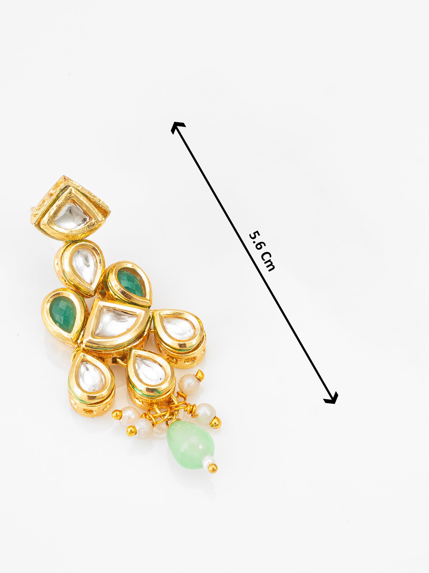 Gold-Plated Kundan Earrings with Stones and Drop – View 3 | Aadita Jewelry