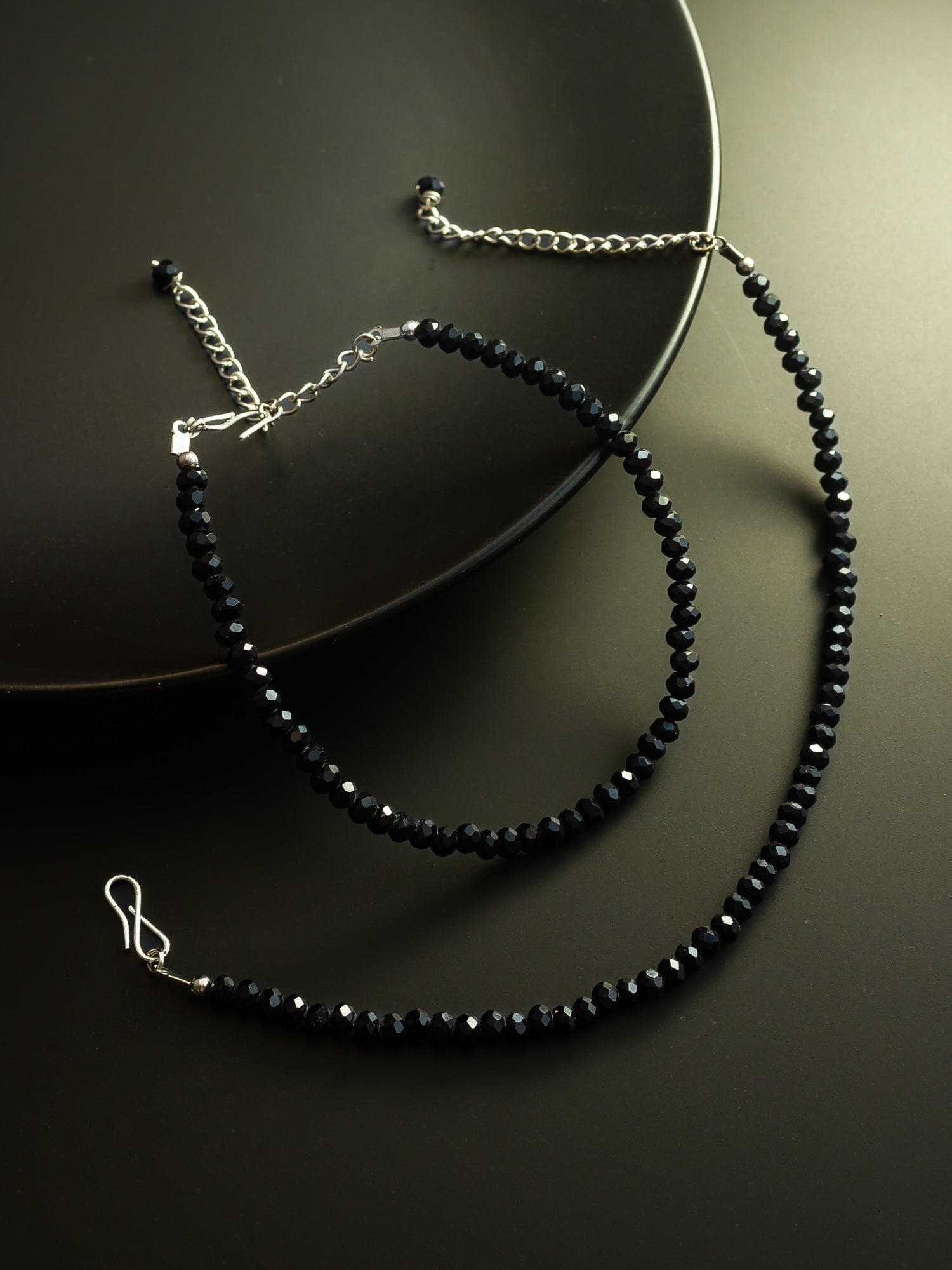 Silver Plated Black Beaded Stylish Anklet Set for Women and Girls – View 2 | Aadita Jewelry