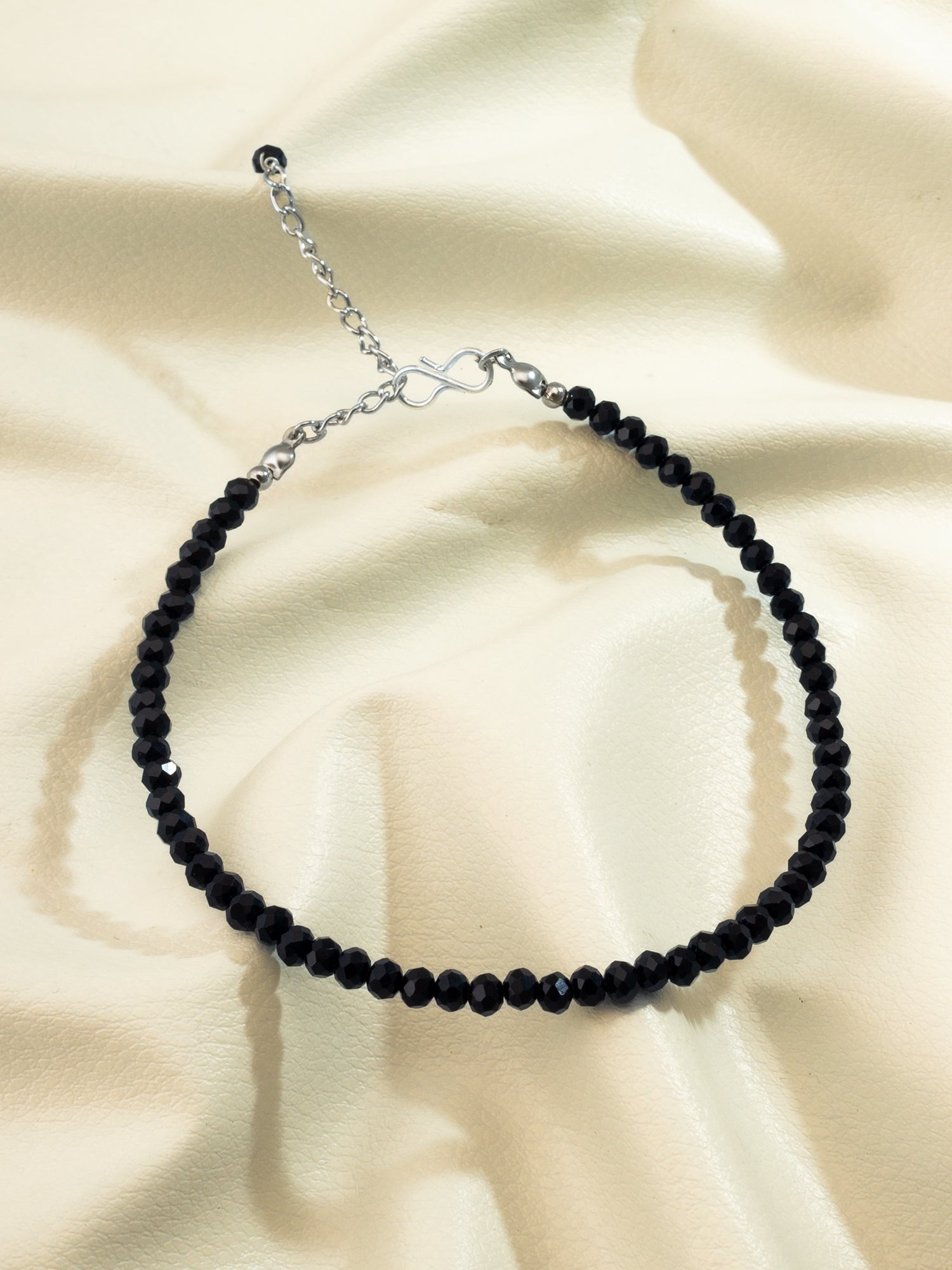 Black Crystal Faceted Bead Anklet – View 4 | Aadita Jewelry