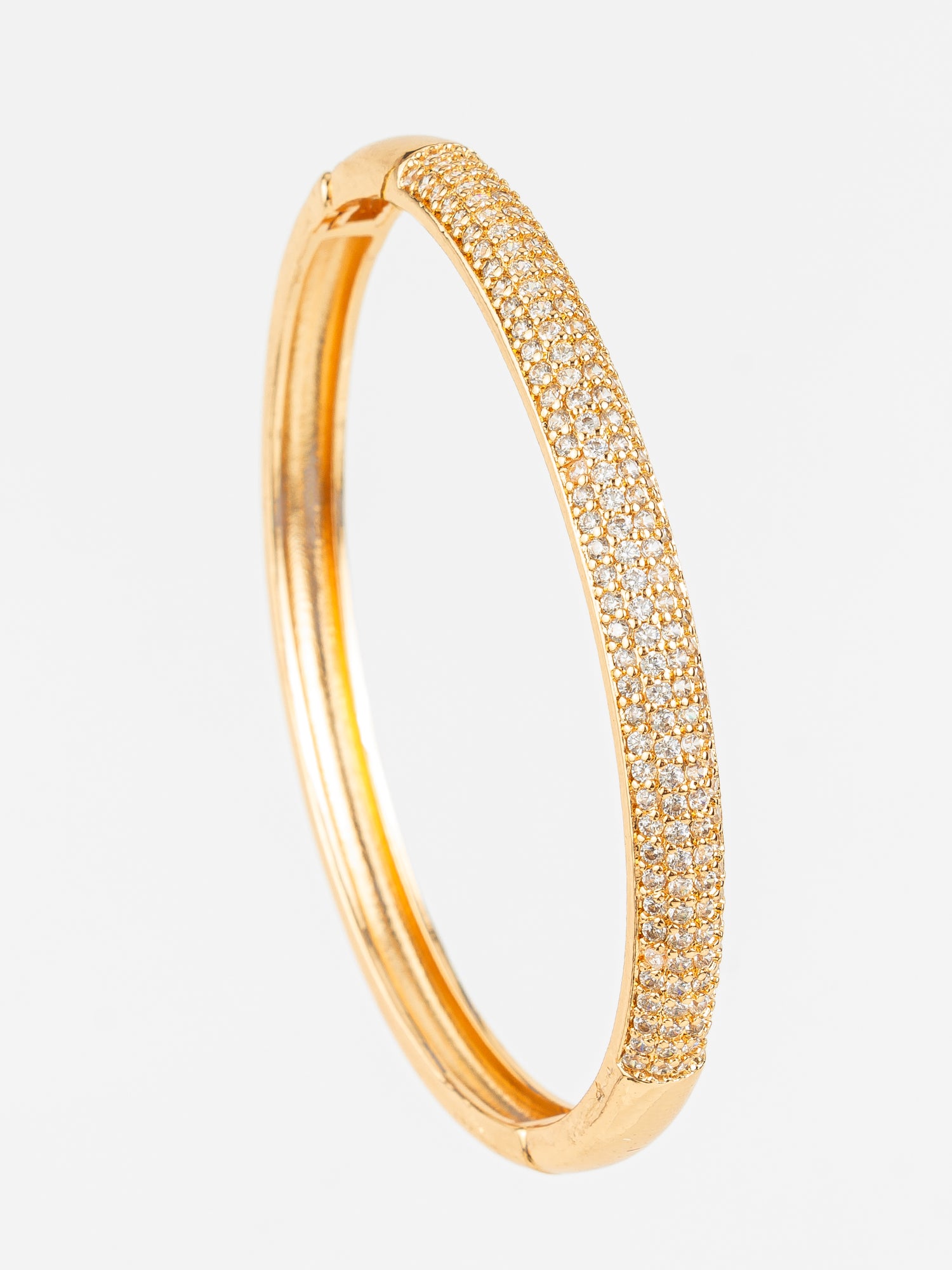 Gold Plated American Diamond Adjustable Kada Bangle for Women "“ Party Wear Traditional Jewellery | Aadita Jewelry