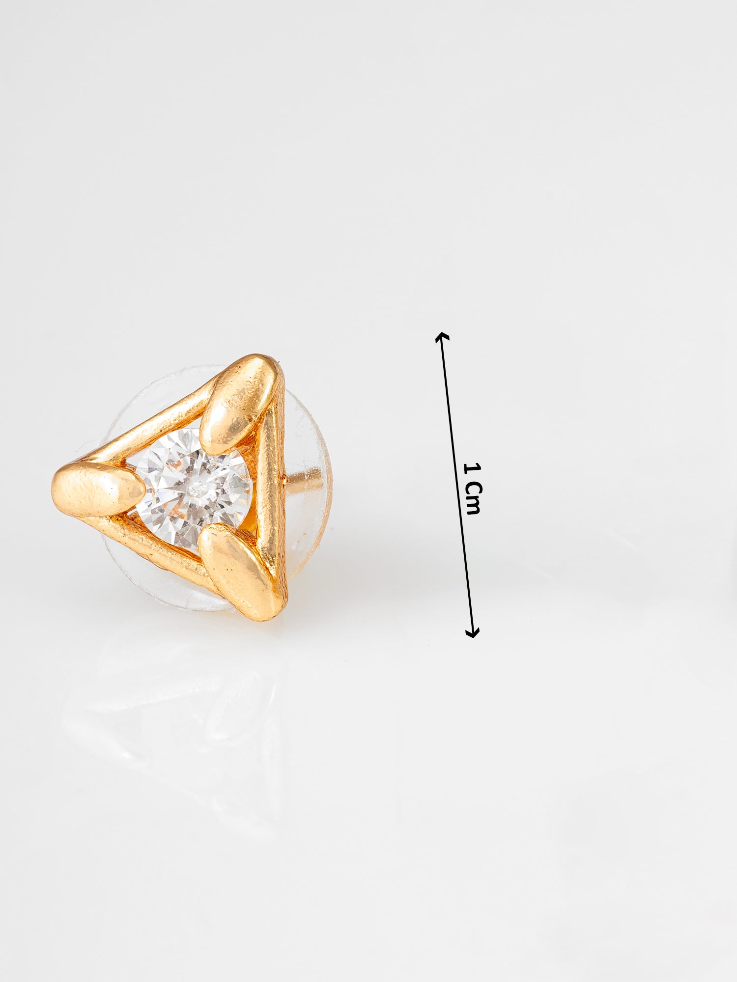 Gold-Plated Triangular Frame Stud Earrings with AD Stone – View 3 | Aadita Jewelry