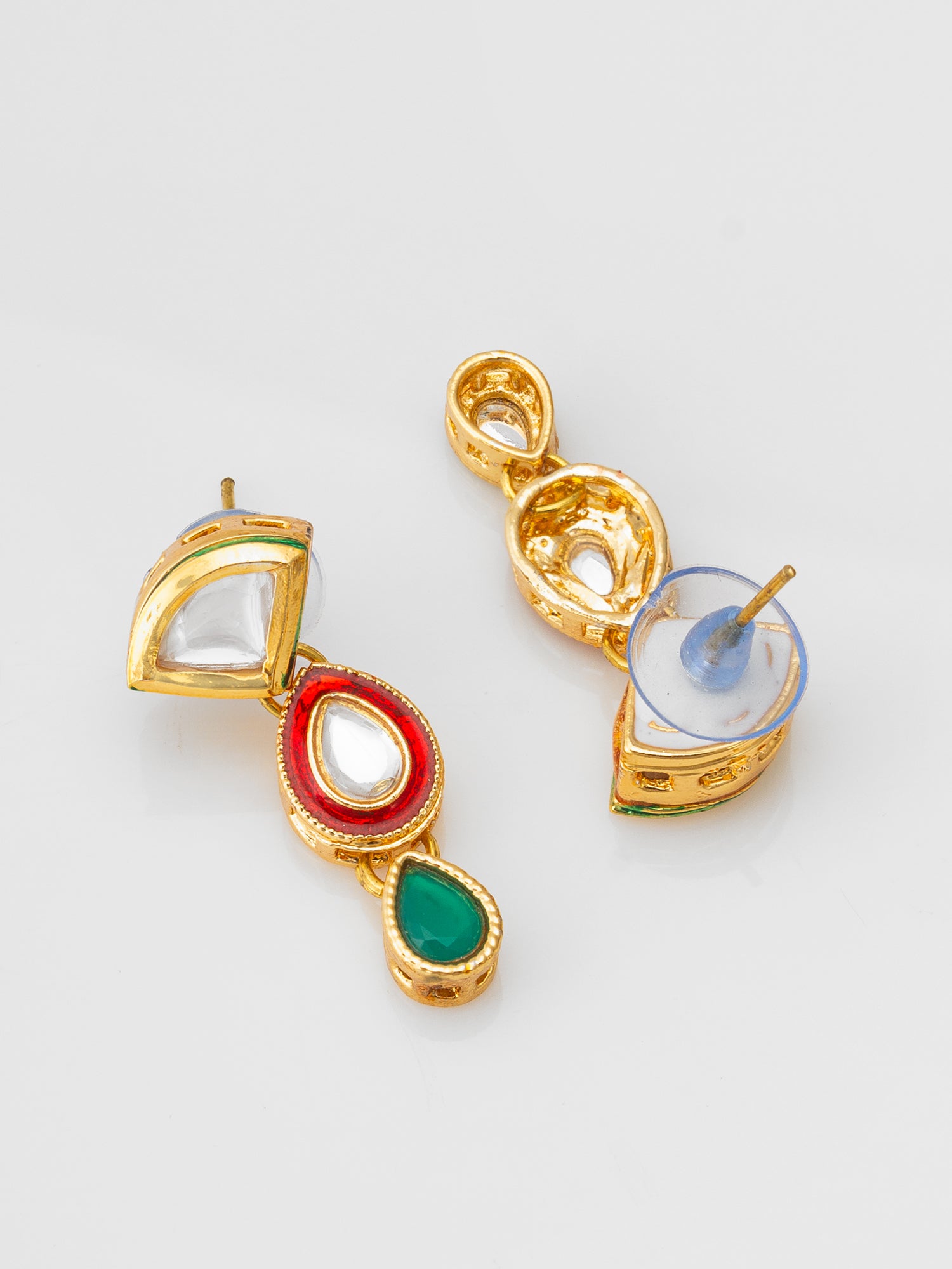 Pearl Bead Necklace set with Multi-Color Kundan Teardrop Pendants – View 3 | Aadita Jewelry