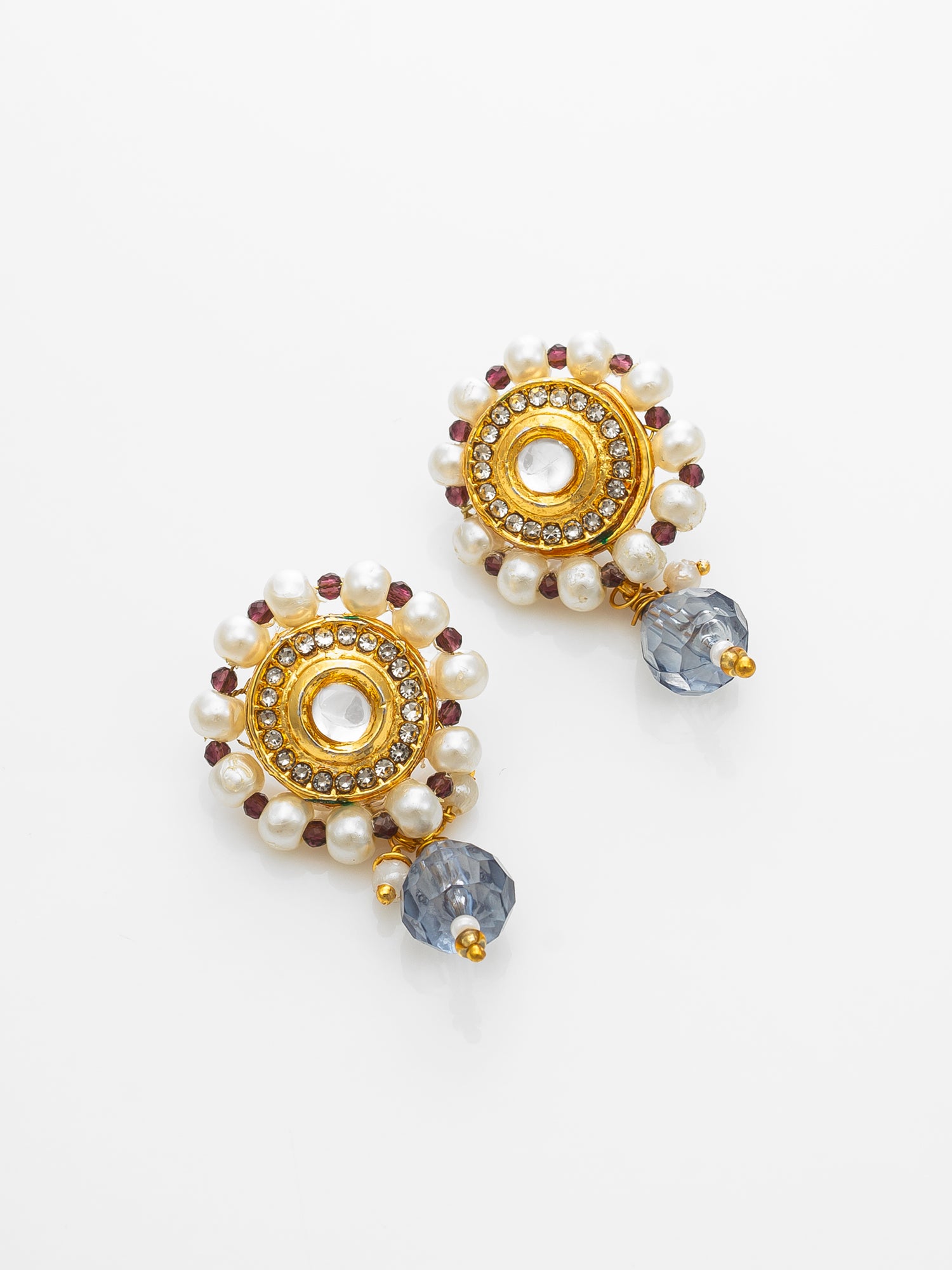 Gold Plated Blue Center Kundan Choker Necklace Set for Women – View 3 | Aadita Jewelry