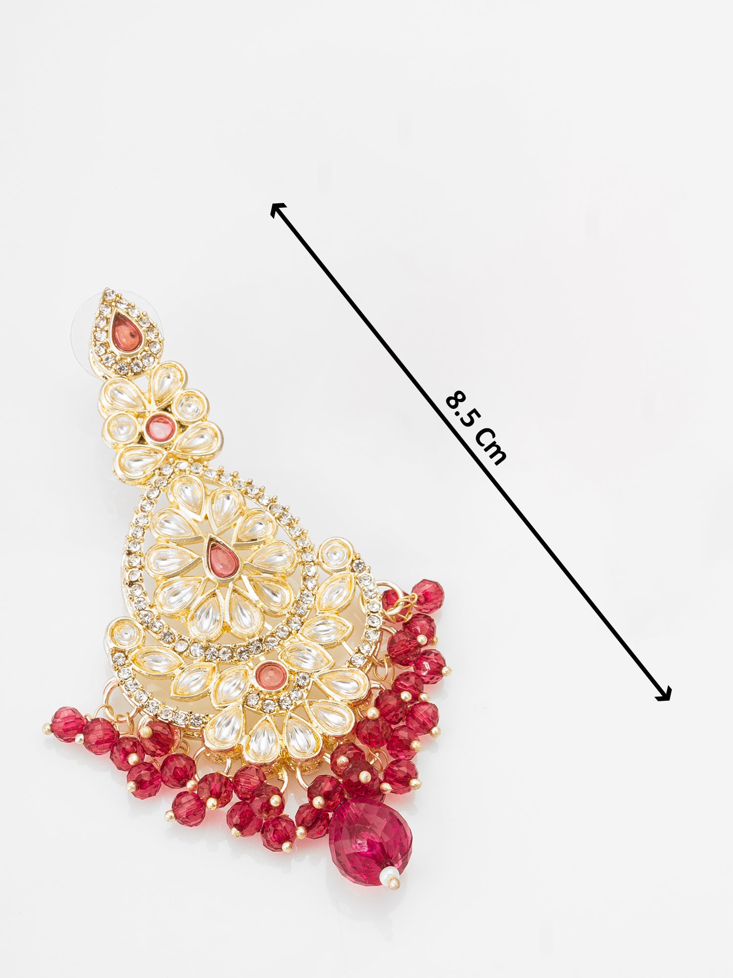 Ruby Red Kundan Chandbali Style Earrings – View 3 | Aadita Jewelry