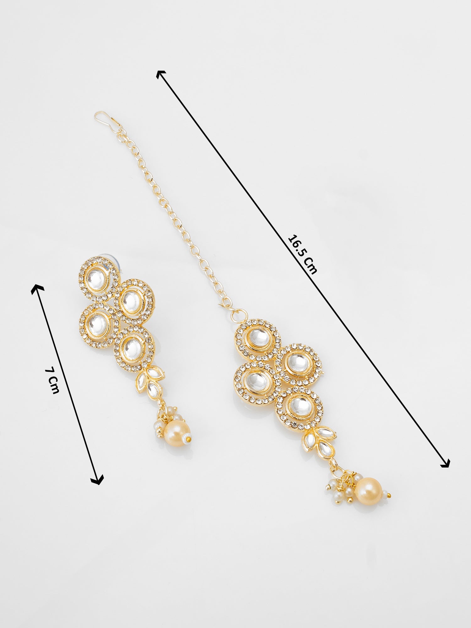 Pearl Kundan Choker Necklace Set with Classic Drops Earrings – View 5 | Aadita Jewelry