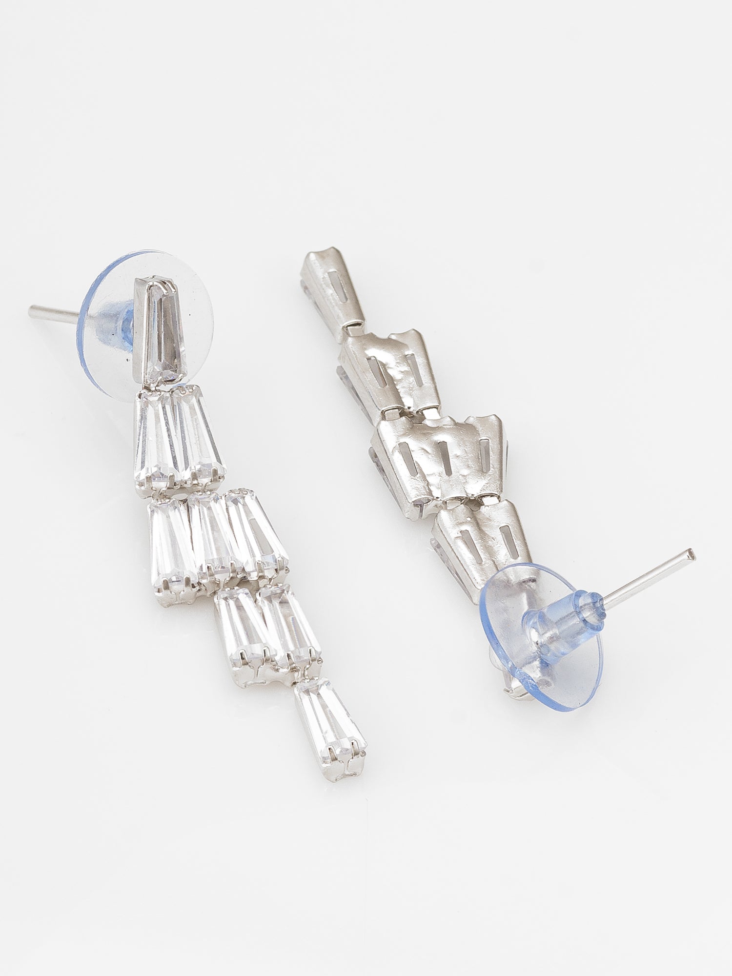 Layered Baguette Drop AD Necklace Set With Earrings – View 3 | Aadita Jewelry