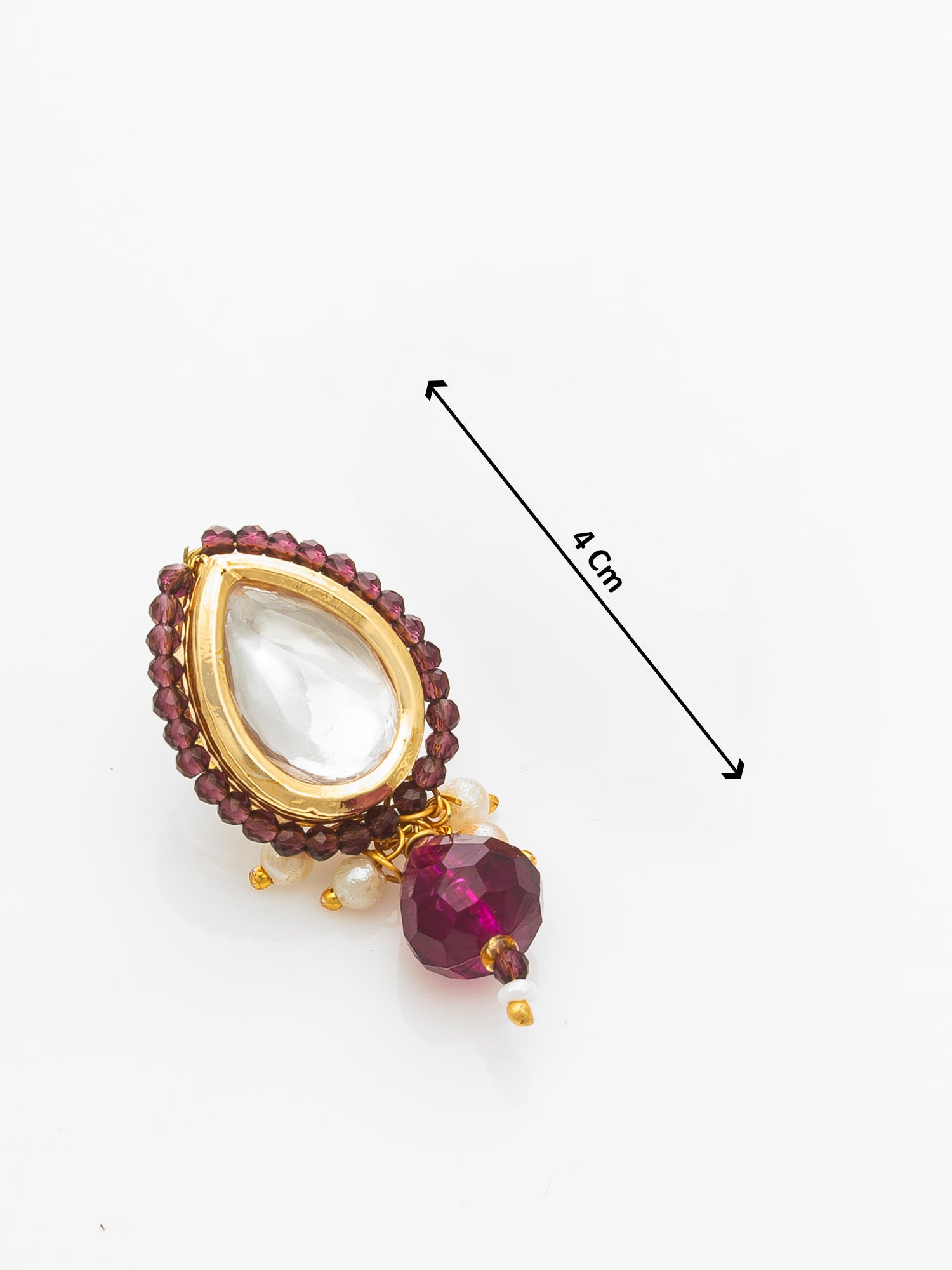 Gold-Plated Maroon Beaded Kundan Necklace Set with Earrings – View 4 | Aadita Jewelry