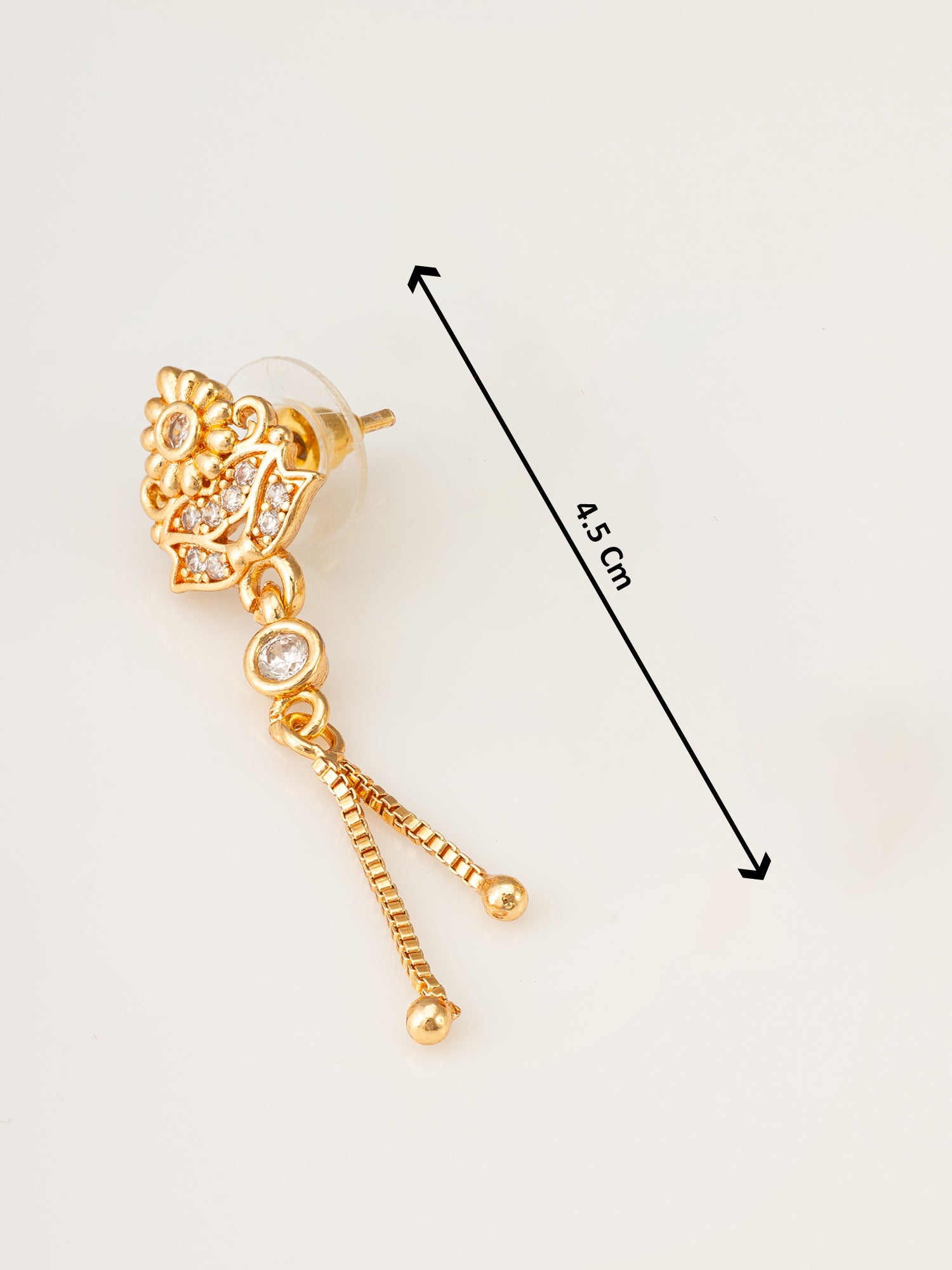 Traditional Drop Chain American Diamond Earrings – View 3 | Aadita Jewelry