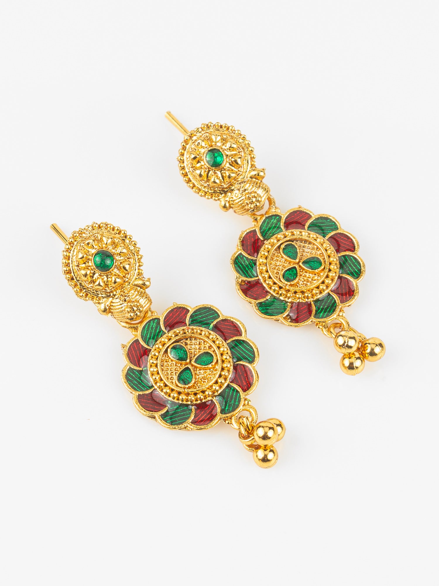 Gold-Plated Temple Necklace Set for Women | Bridal Peacock Jewellery | Traditional Design – View 2 | Aadita Jewelry