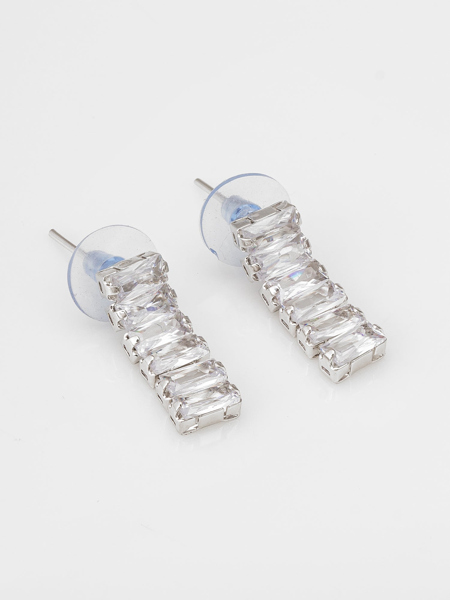 Contemporary American Diamond Necklace Set with Rectangular Stone Pattern – View 2 | Aadita Jewelry