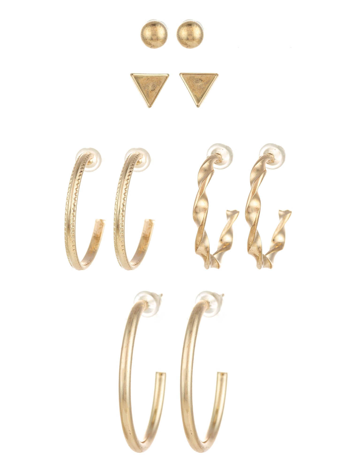 Aadita Gold Plated Geometric Stud and Hoop Earring Set – View 2 | Aadita Jewelry