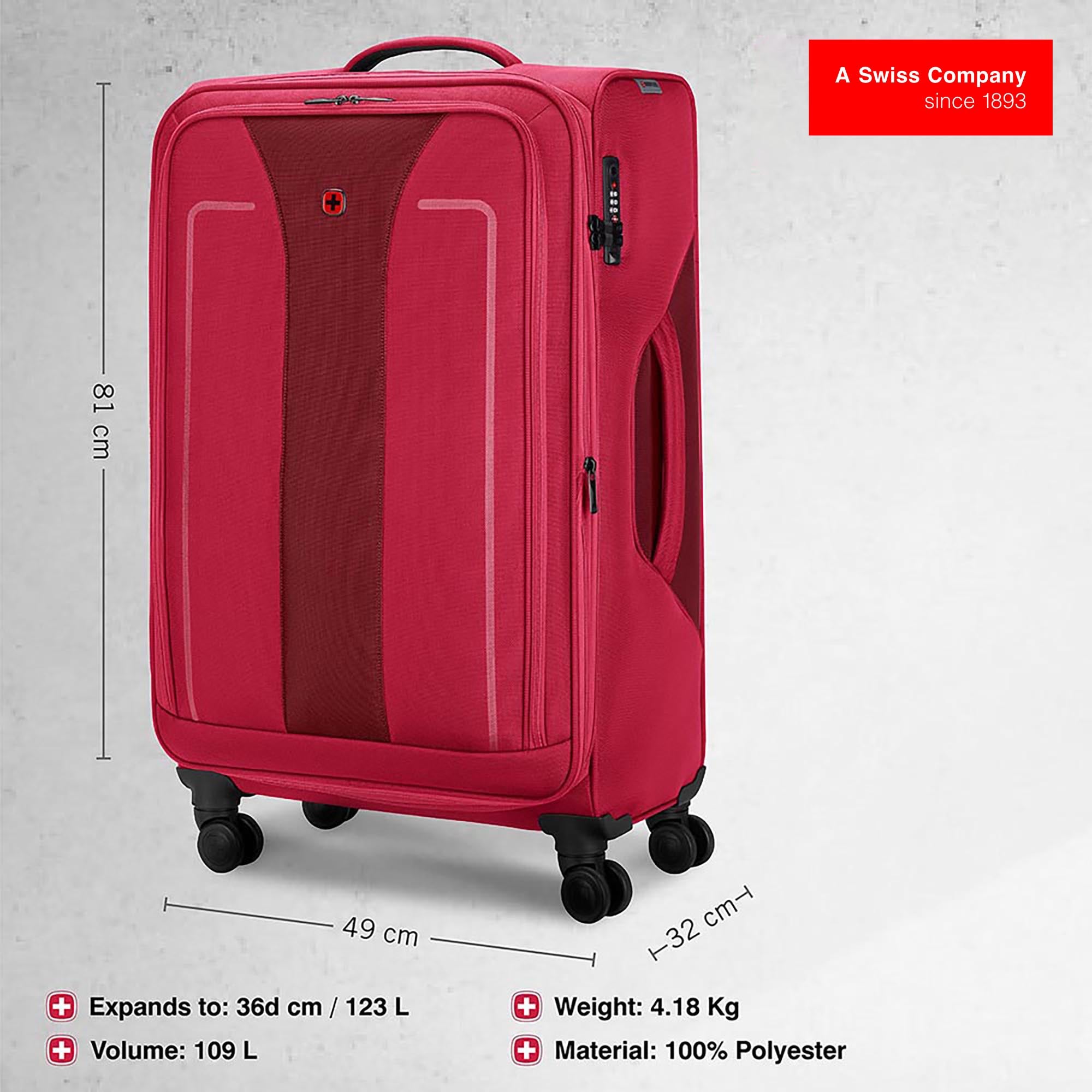 Wenger Fantic Pro Check-in Suitcase - Large - Red - Image 3