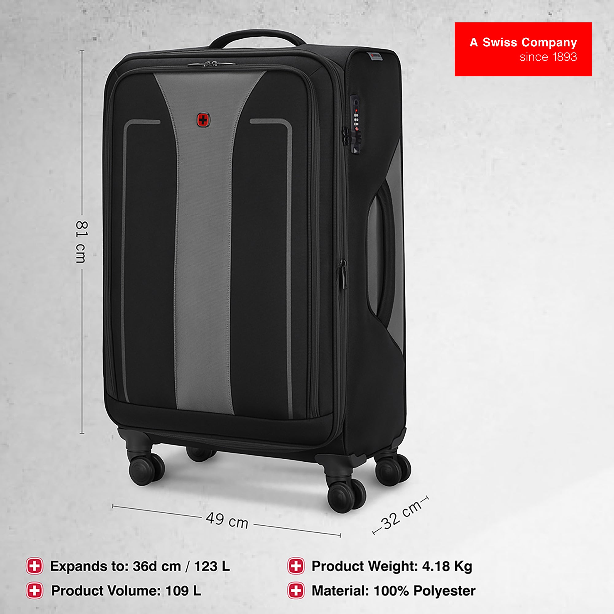 Wenger Fantic Pro Check-in Suitcase - Large - Black - Image 3