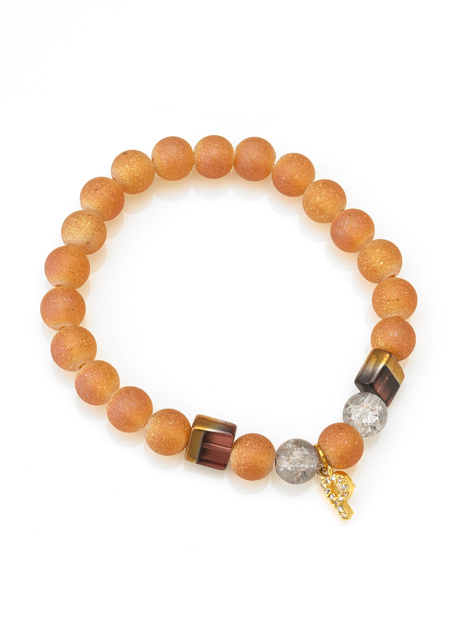 Sparkle Orange Beaded Bracelet with Accent Beads – View 2 | Aadita Jewelry