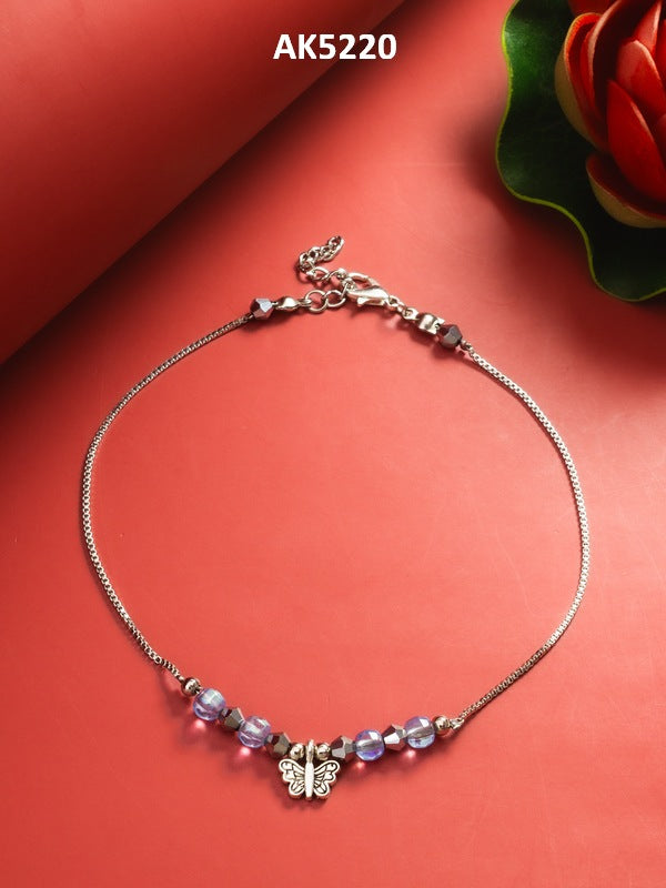 Blue Crystal Butterfly Charm Anklet – View 4 | Aadita Jewelry