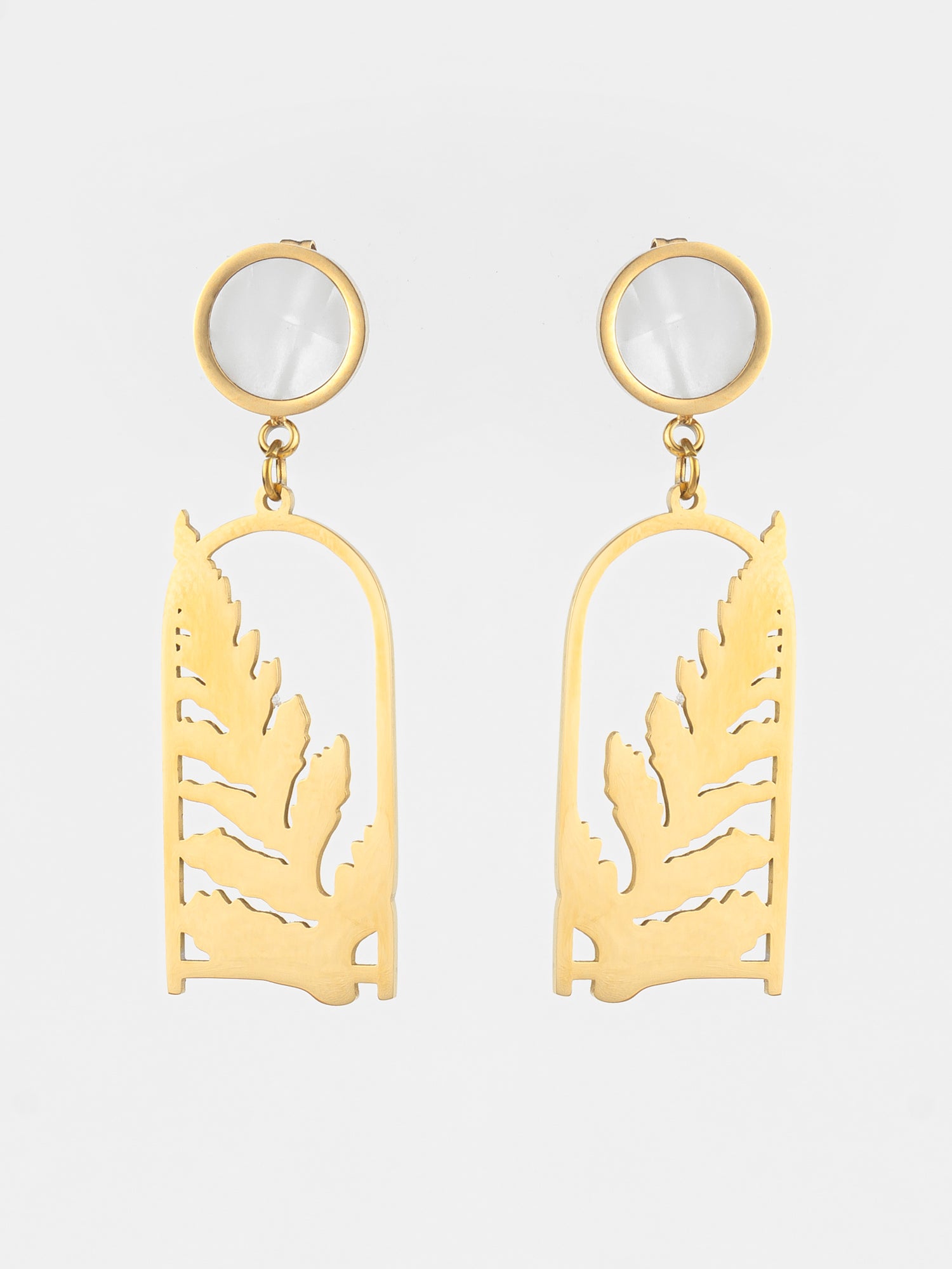 Gold Plated Matte Leaf Cutout Statement Earrings | Aadita Jewelry