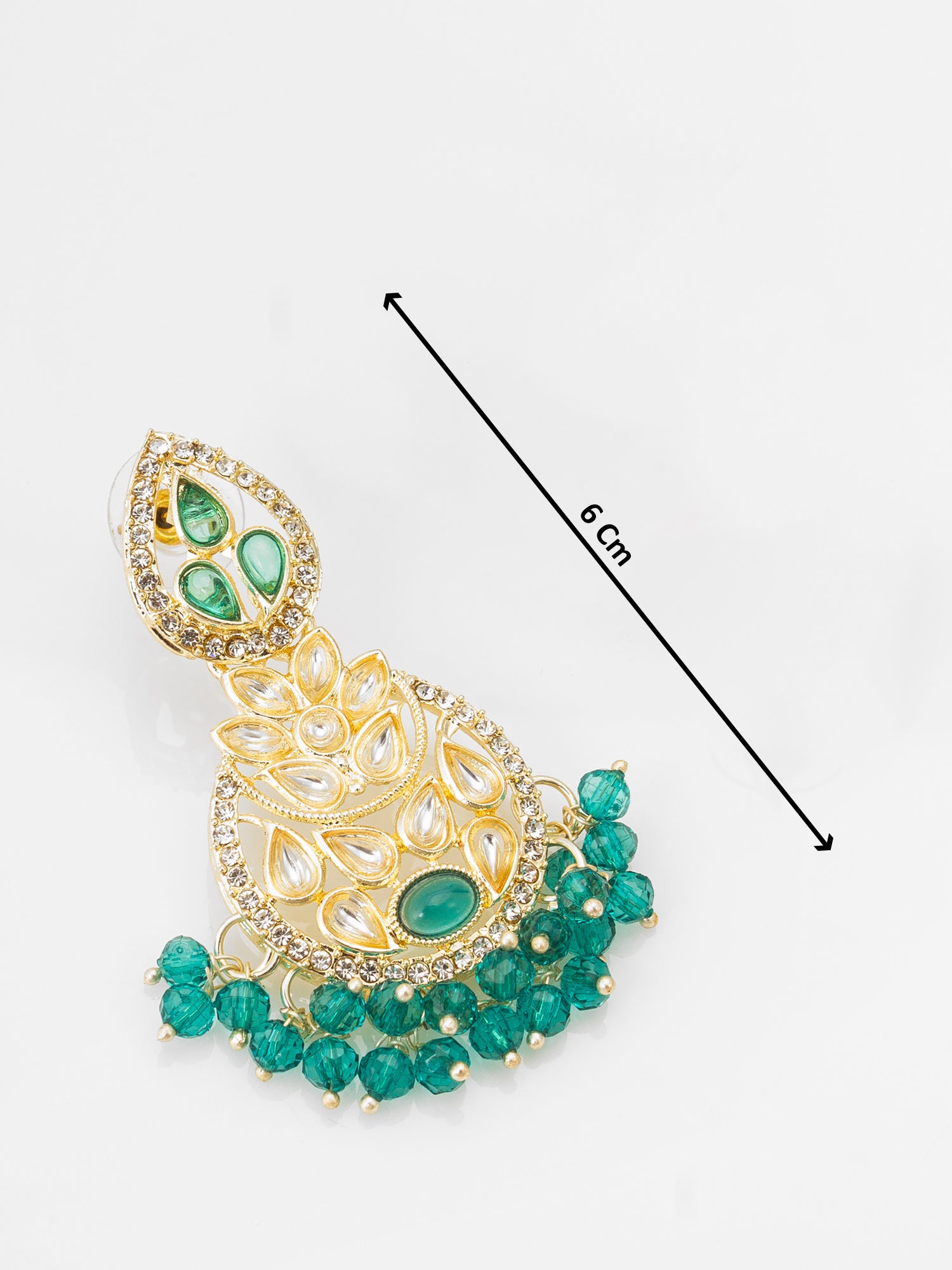 Green Kundan Floral Drop Earrings – View 3 | Aadita Jewelry