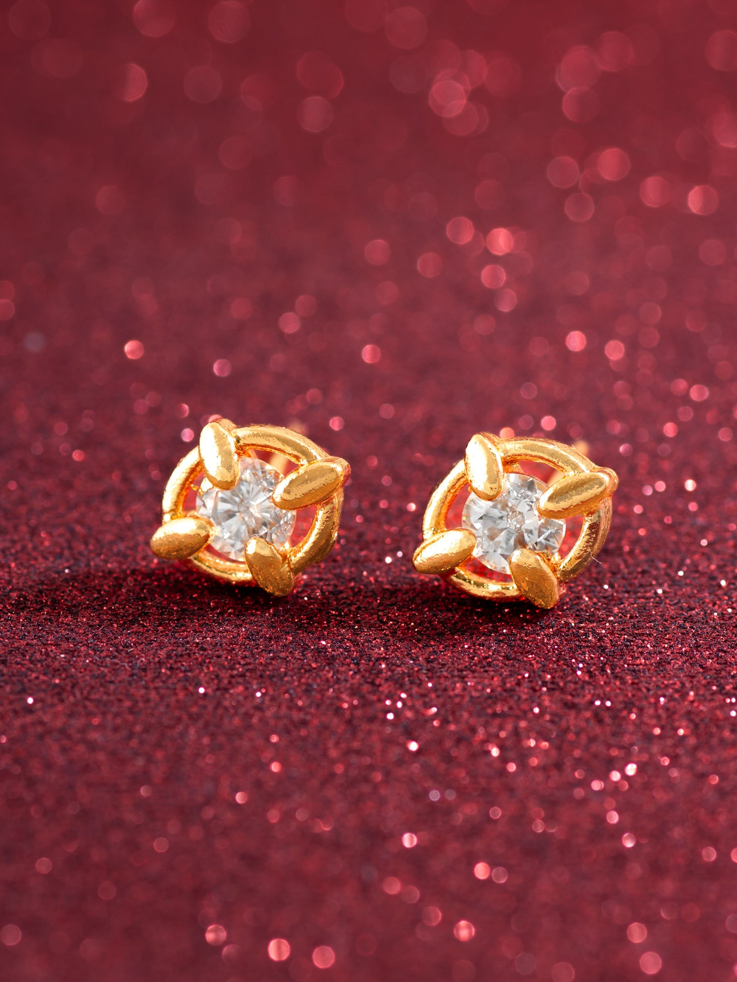 Gold-Plated Circular Swirl Stud Earrings with AD Stone – View 4 | Aadita Jewelry