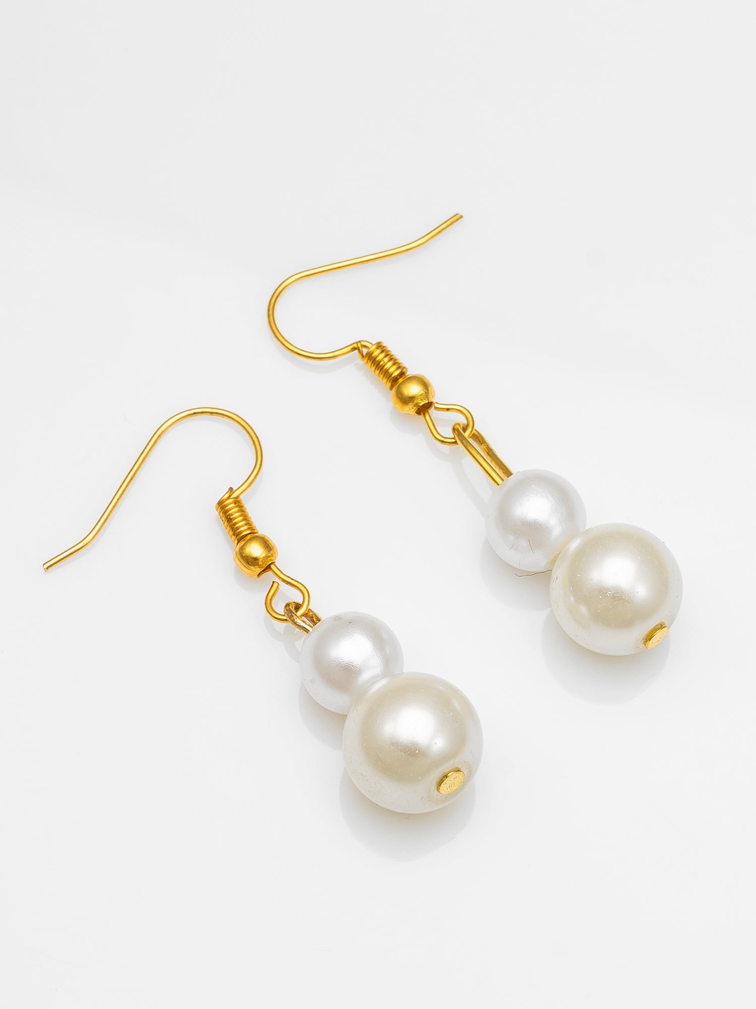 White Pearl Beaded Necklace Set with Drop Earrings for Women – View 2 | Aadita Jewelry