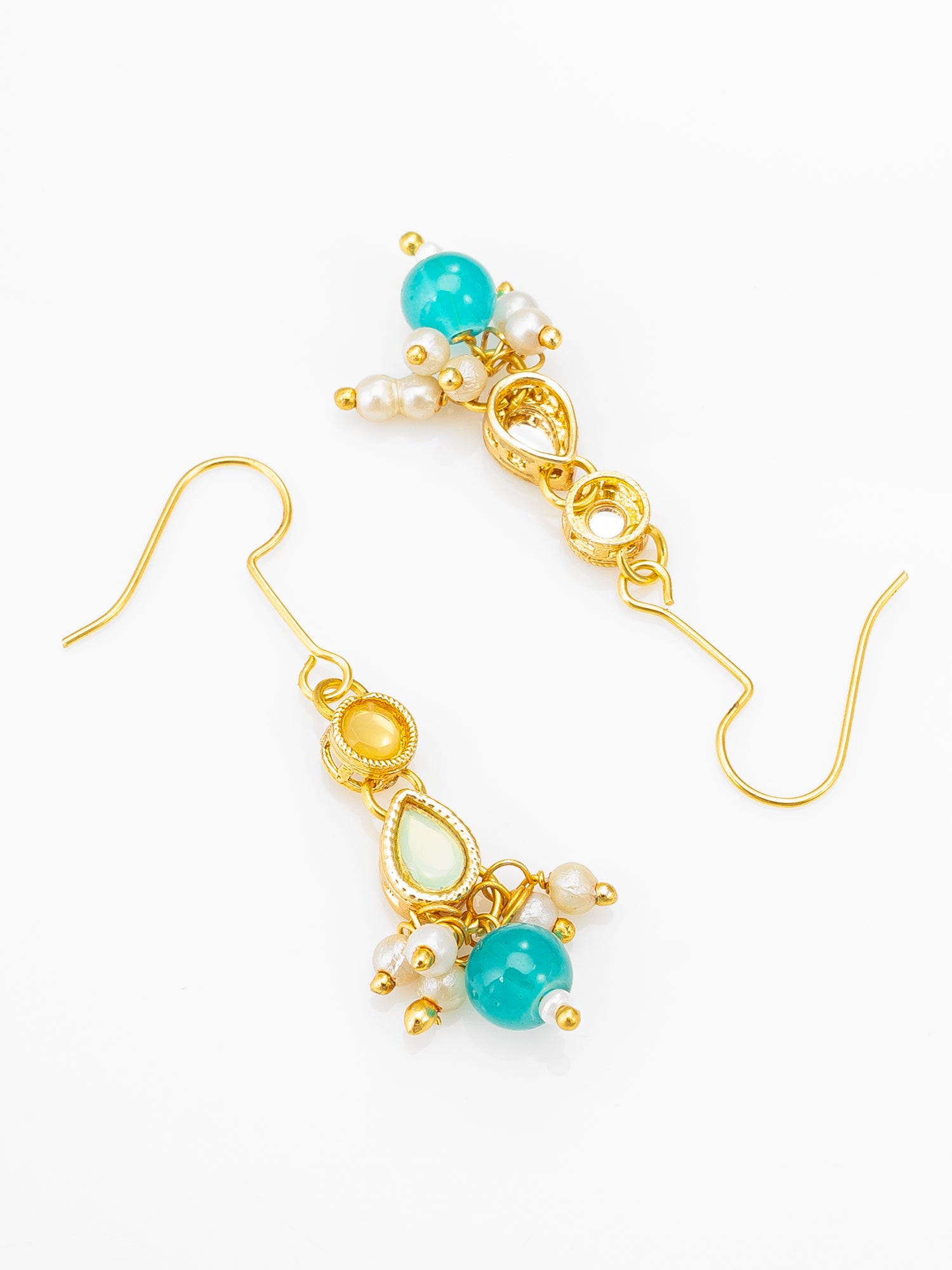 Gold Plated Green Beaded Kundan Necklace Set for Women and Girls – View 3 | Aadita Jewelry