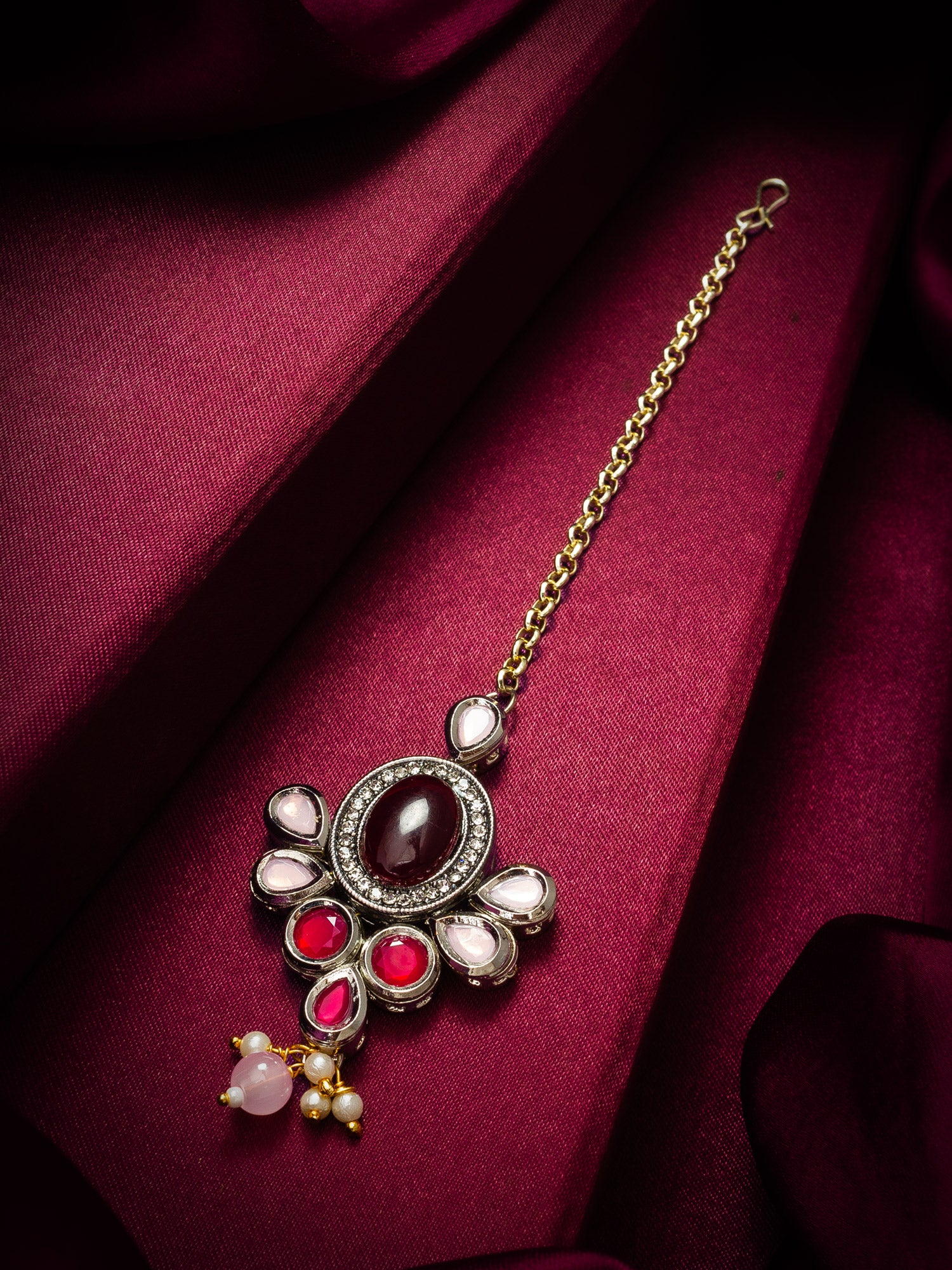 Traditional Kundan Floral Mang Tikka – View 5 | Aadita Jewelry