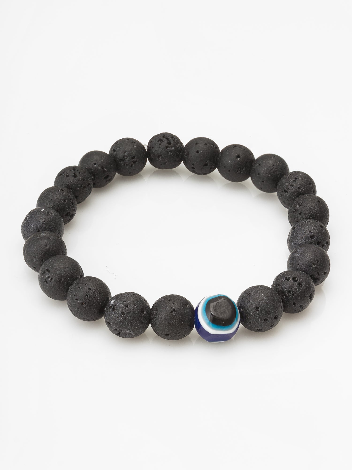 Black Lava Stone Evil Eye Beaded Bracelet | Aadita Jewelry