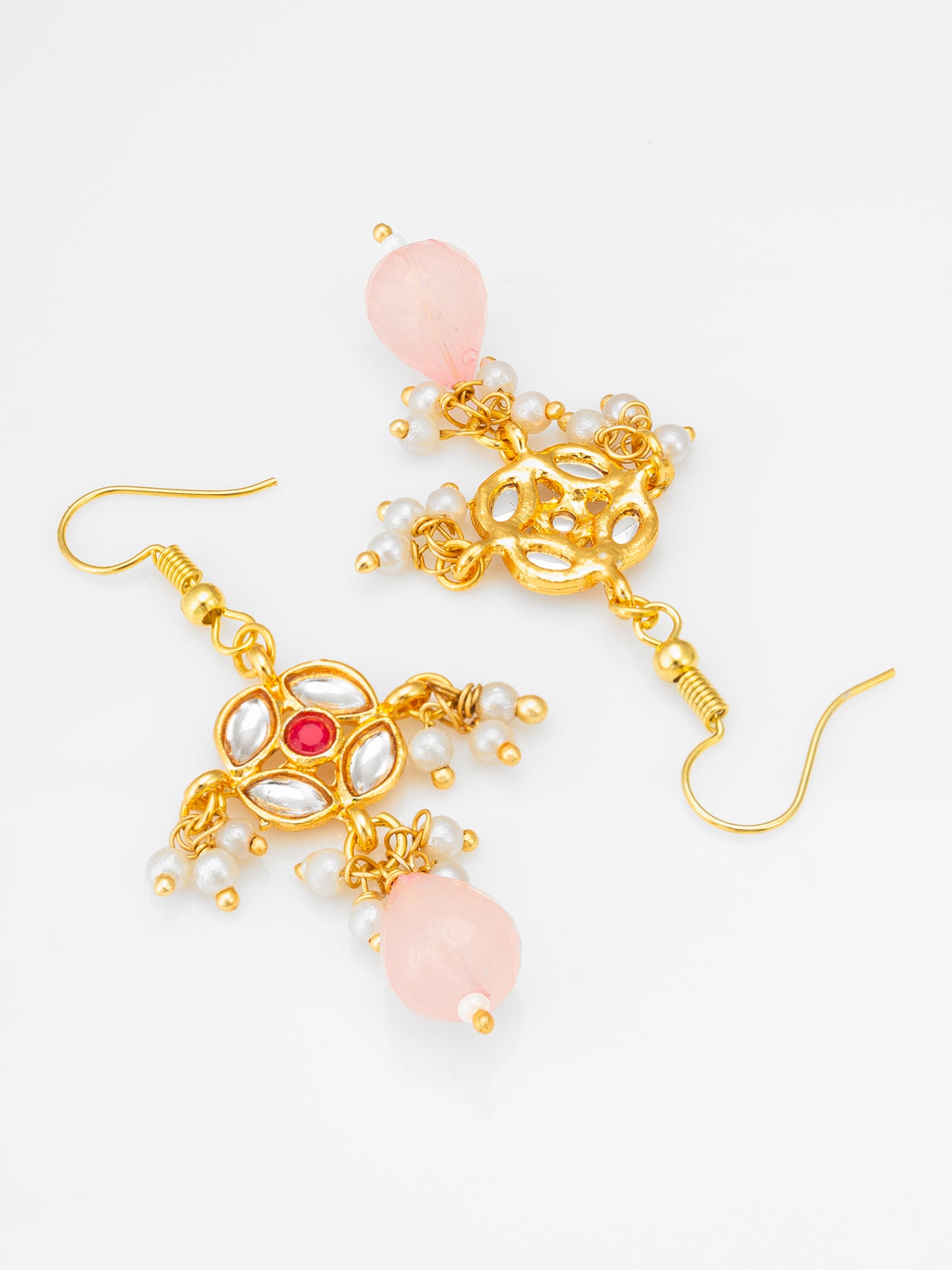 Pearl and Rose Stone Ethnic Necklace Set – View 3 | Aadita Jewelry