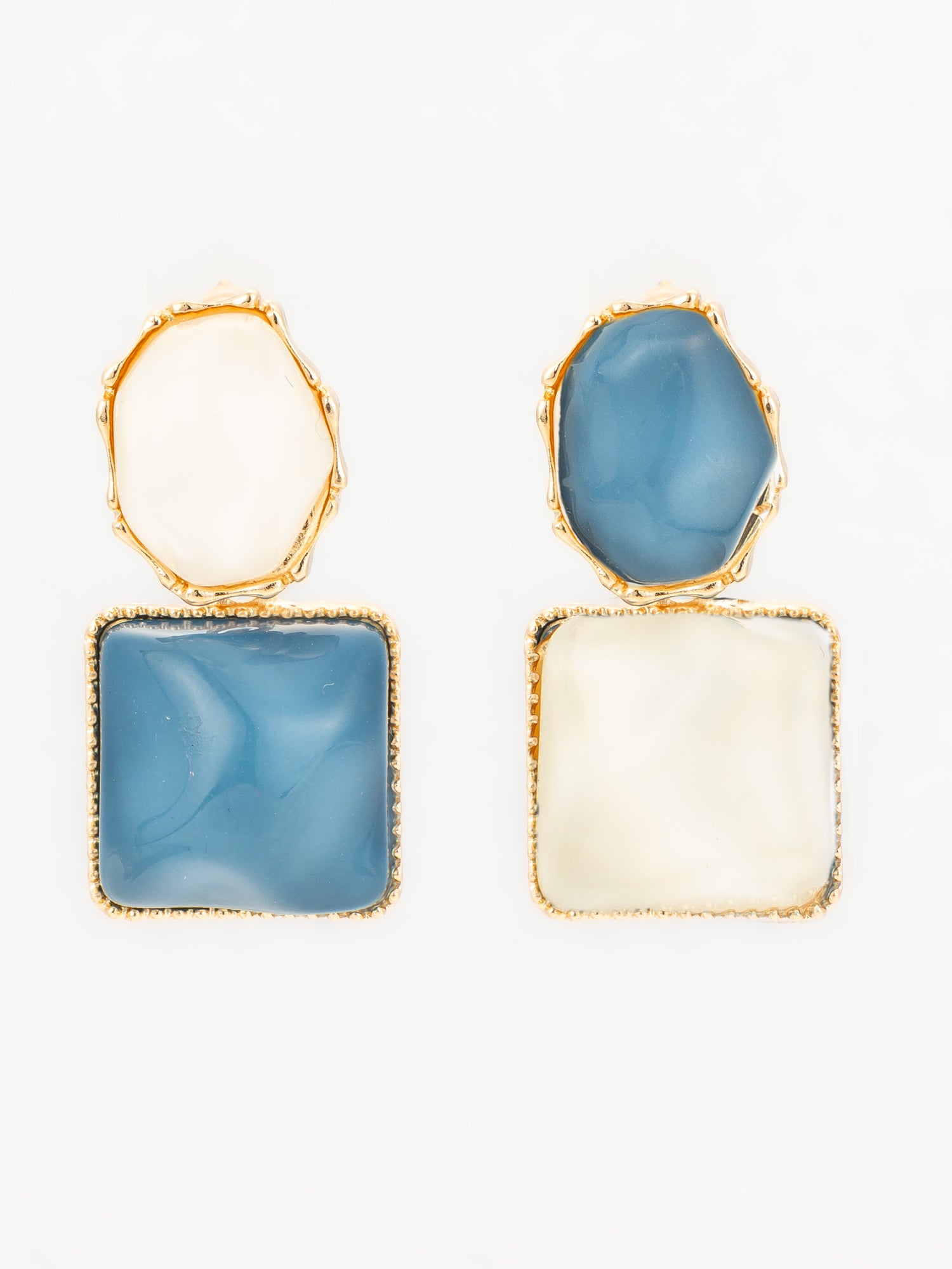 Gold-Plated Asymmetric Dual-Stone Stud Earrings for Women & Girls | Aadita Jewelry